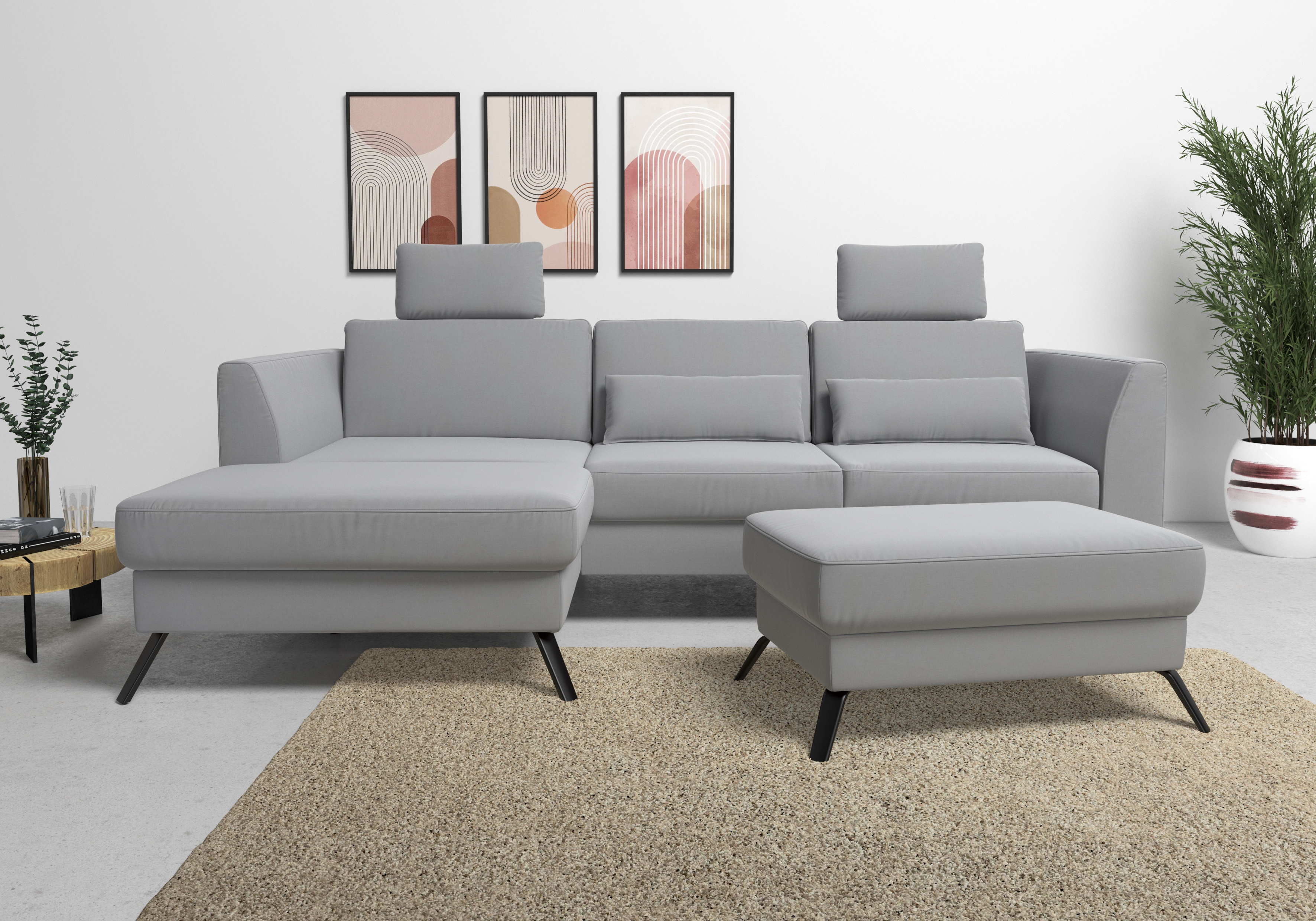 sit&more Ecksofa "Olsen L-Form" inklusive Sitztiefenverstellung, optional Schlaffunktion, 15cm hoch