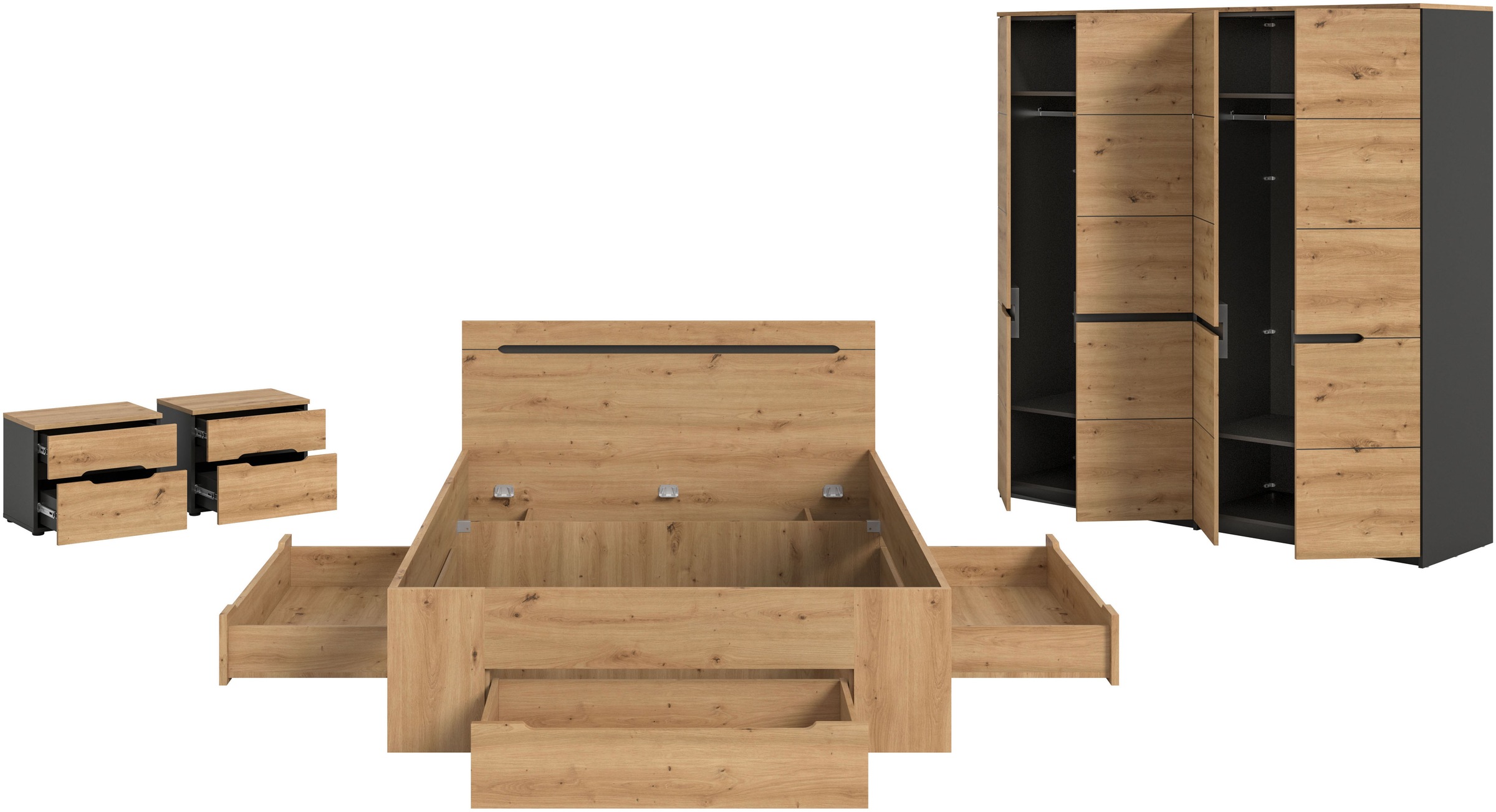 Home affaire Schlafzimmer-Set "REHAT, 4-teilig, best. aus: Bett, Kleidersch günstig online kaufen