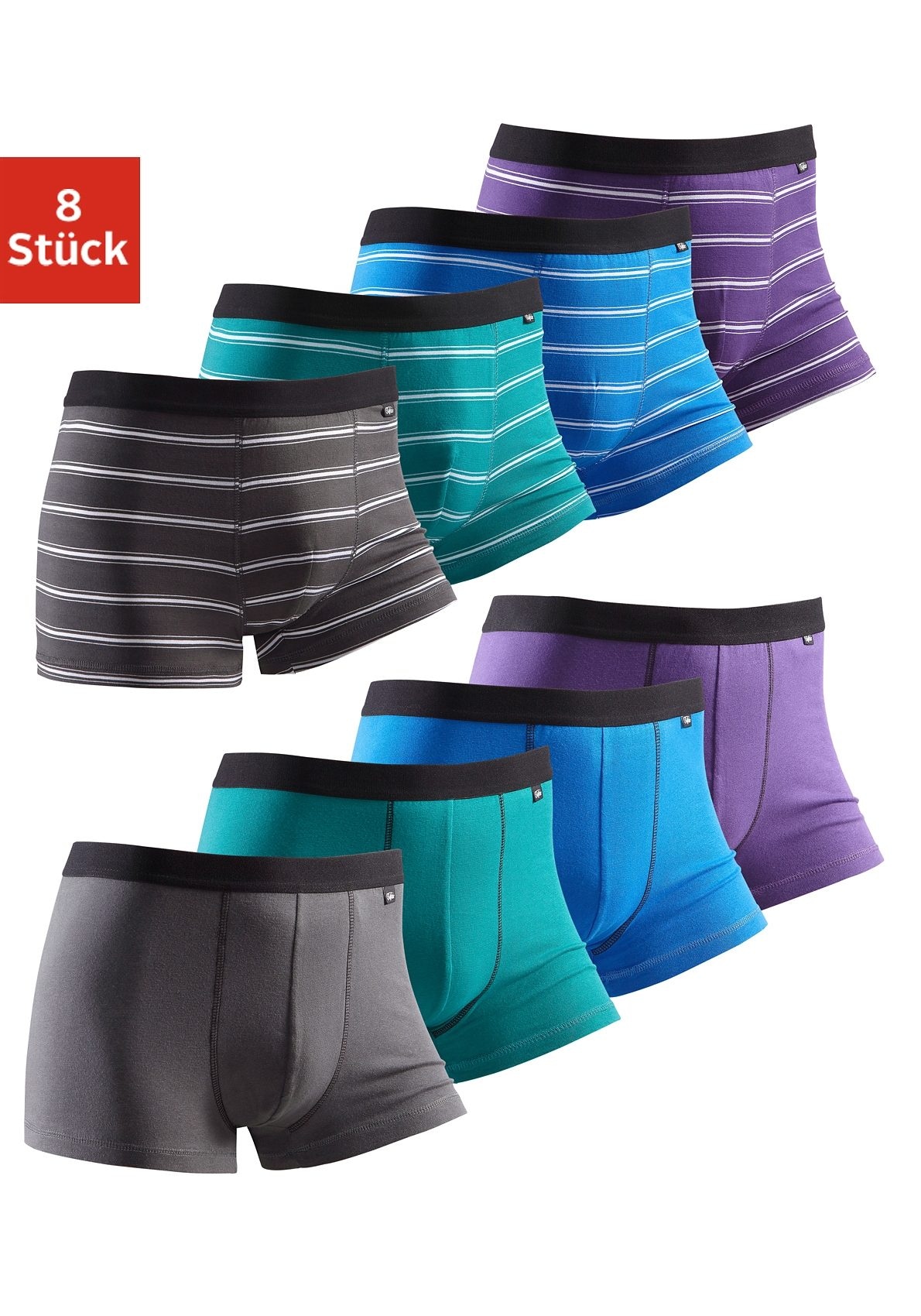 Buffalo Boxer "Boxershorts für Herren" Packung, 8 Stk. tlg., mit kontrastfa günstig online kaufen