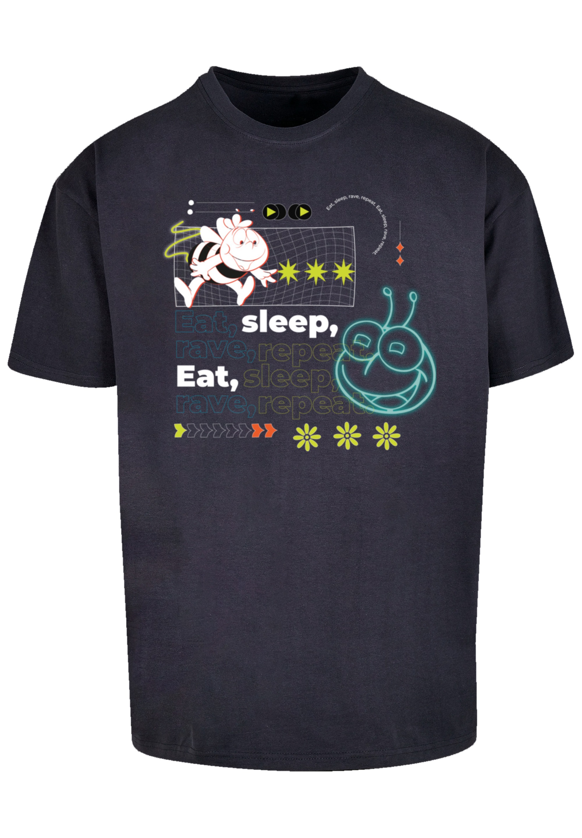F4NT4STIC T-Shirt »Die Biene Maja Eat Sleep Rave Repeat«, Retro, Heroes of Childhood, TV Serie