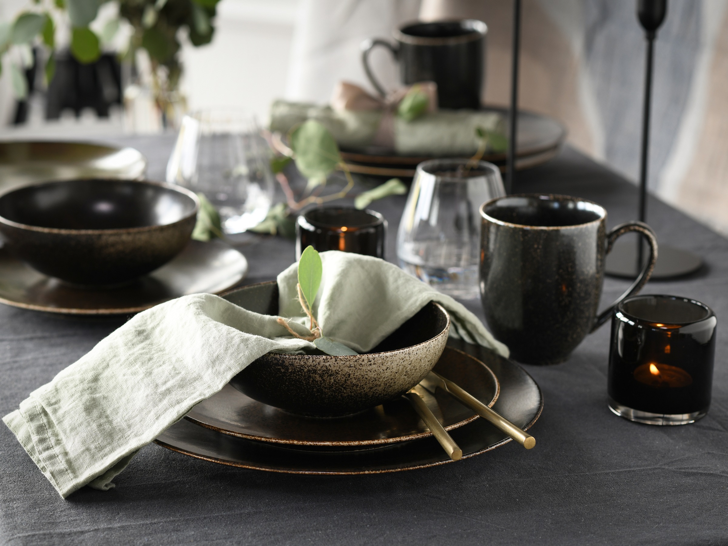 CreaTable Kombiservice »Geschirr-Set Rusty«, (Set, 16 tlg., Kaffeeservice und Tafelservice im Set, für 4 Personen), Service, seidenmatte Glasur, 16 Teile, für 4 Personen