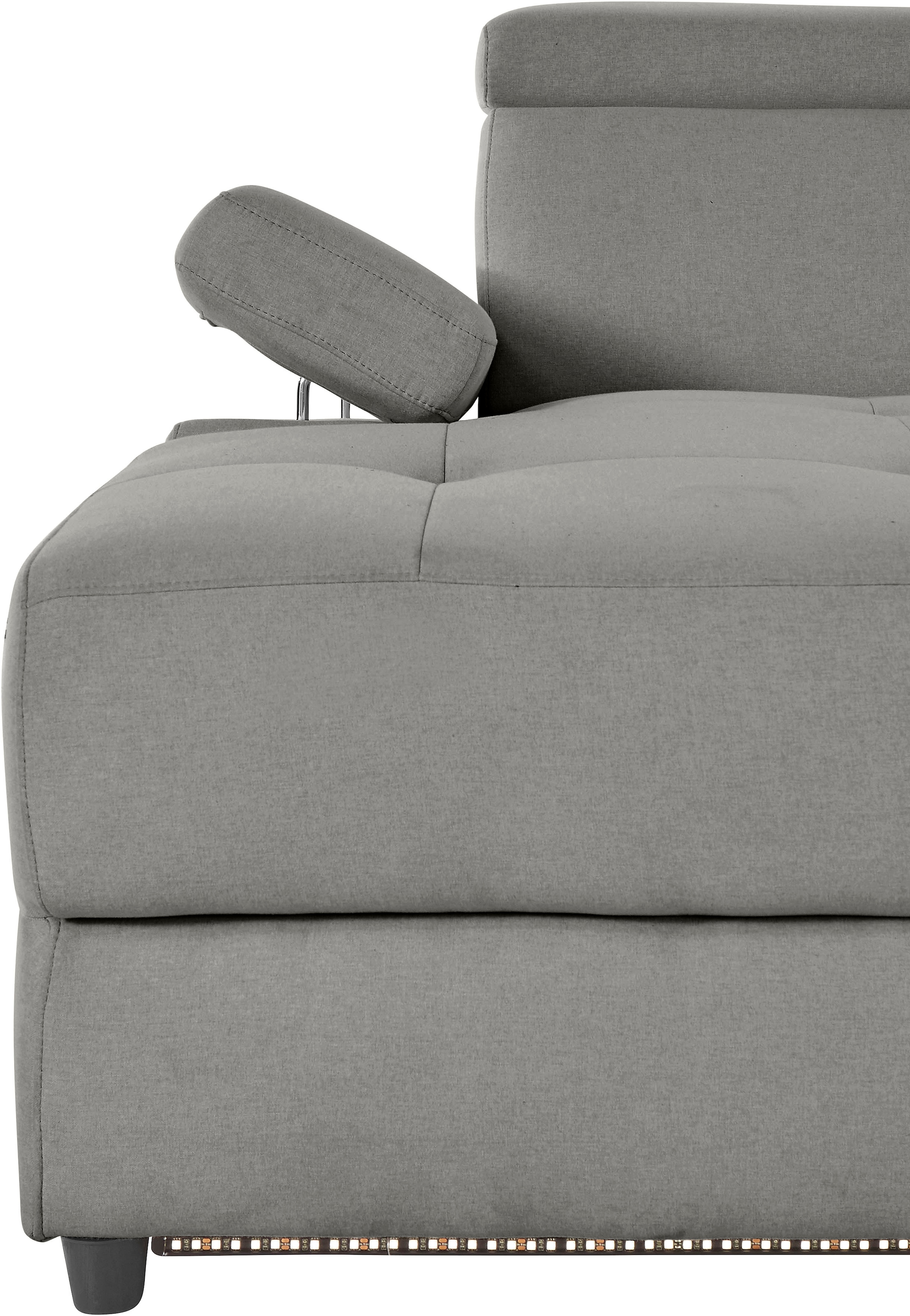 Places of Style Ecksofa »Kilado, L-Form,«, mit Relaxfunktion, verstellbarer Armlehne, Kopfteilverstellung
