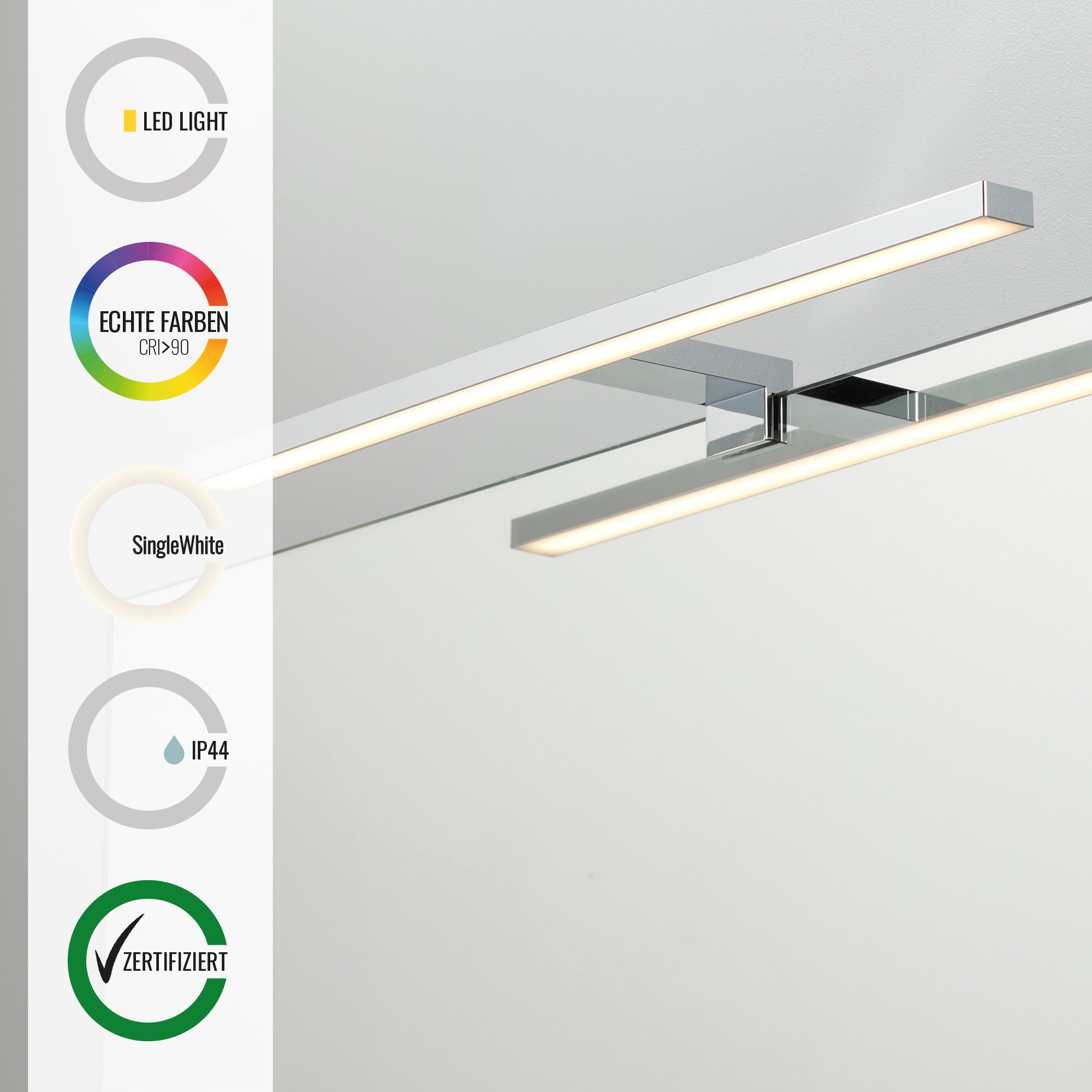 Loevschall Spiegelleuchte »Lagan NextGen, Badezimmer Lampe, LED Spiegelleuchte«, Leuchtmittel LED-Modul | LED fest integriert, Spiegellampen für das Bad
