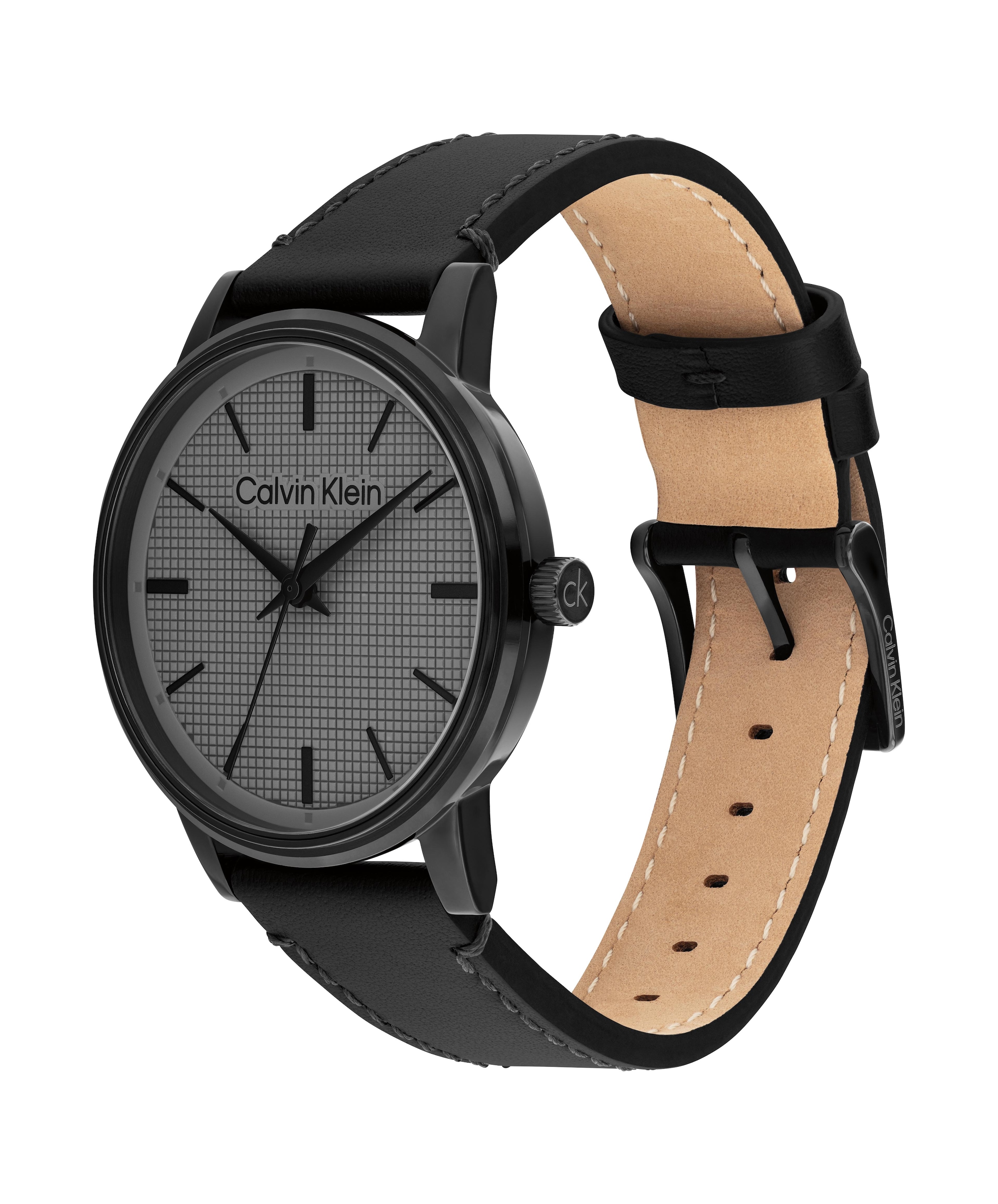 Calvin Klein Quarzuhr »CK Linked« Armbanduhr, Damenuhr, Lederarmband, analog