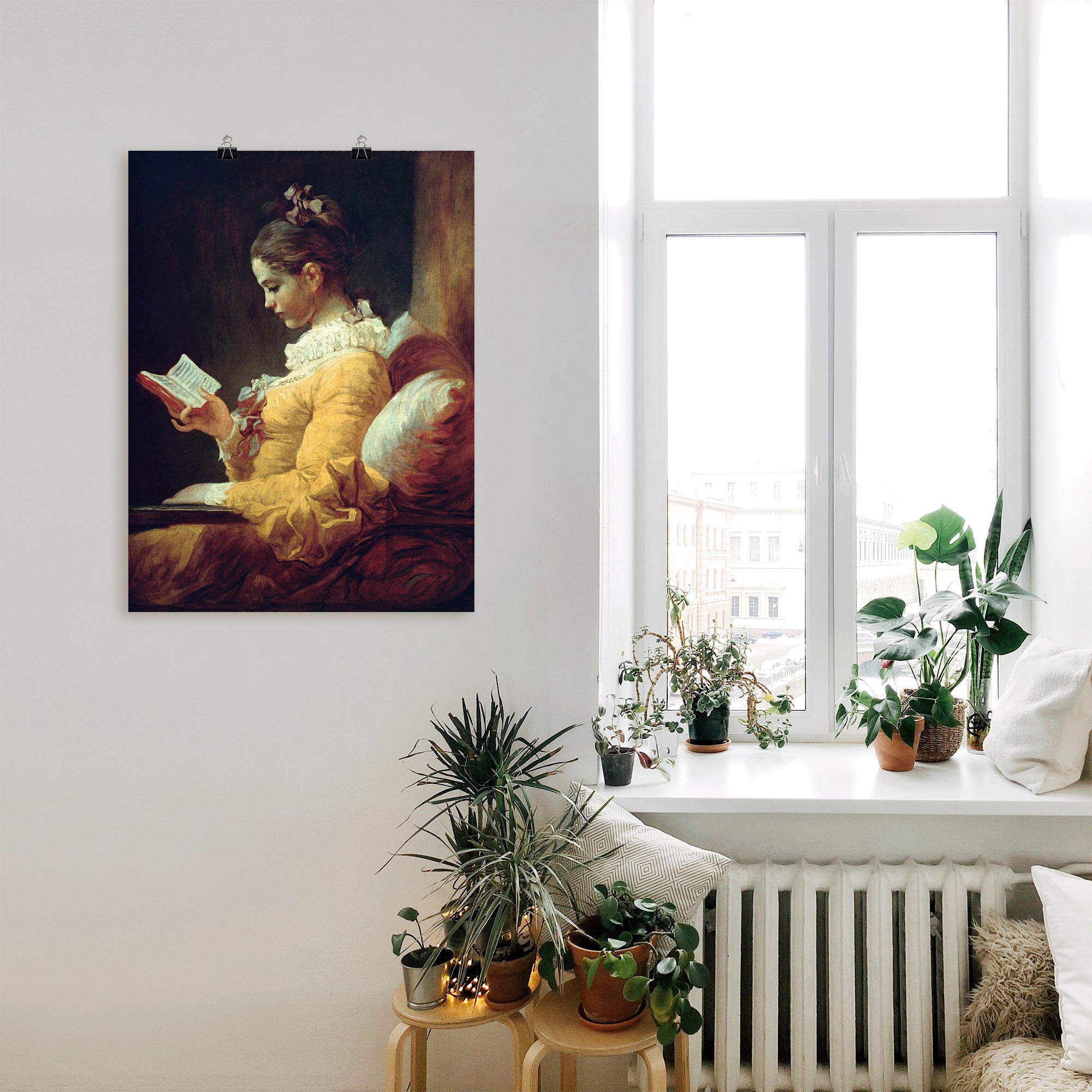 Artland Wandbild »Lesendes Mädchen. Um (1 in kaufen Poster St.), Wandaufkleber Frau, | Leinwandbild, Größen BAUR 1776«, oder als versch
