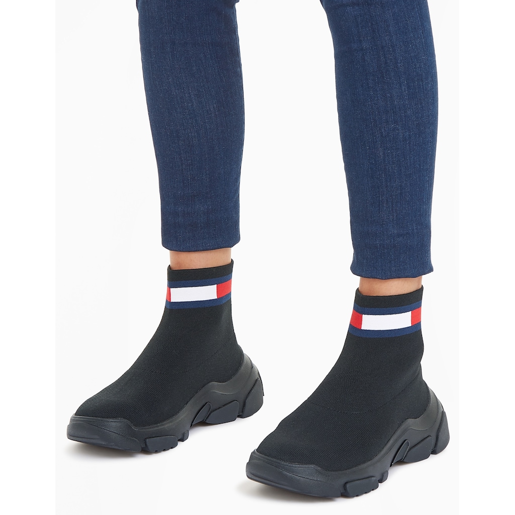 Tommy Jeans Schlupfboots »TJW SOCK BOOT«, Sneaker, Freizeitschuh, High Top-Sneaker mit derbem Keilabsatz