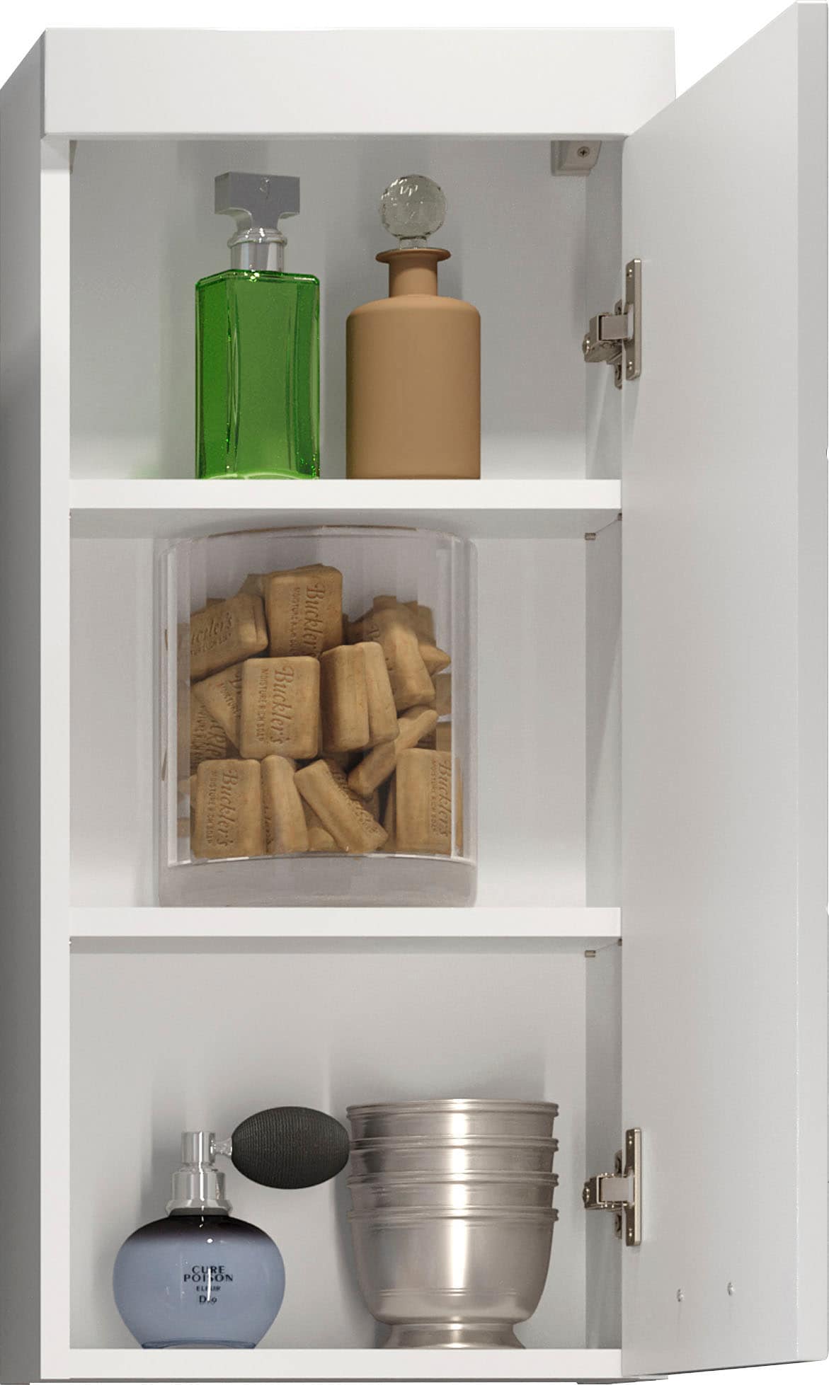 welltime Hängeschrank »Dormoletto« Weißer Badschrank mit waagerechter Fräsung - Maße (B/T/H) 35/16/75 cm