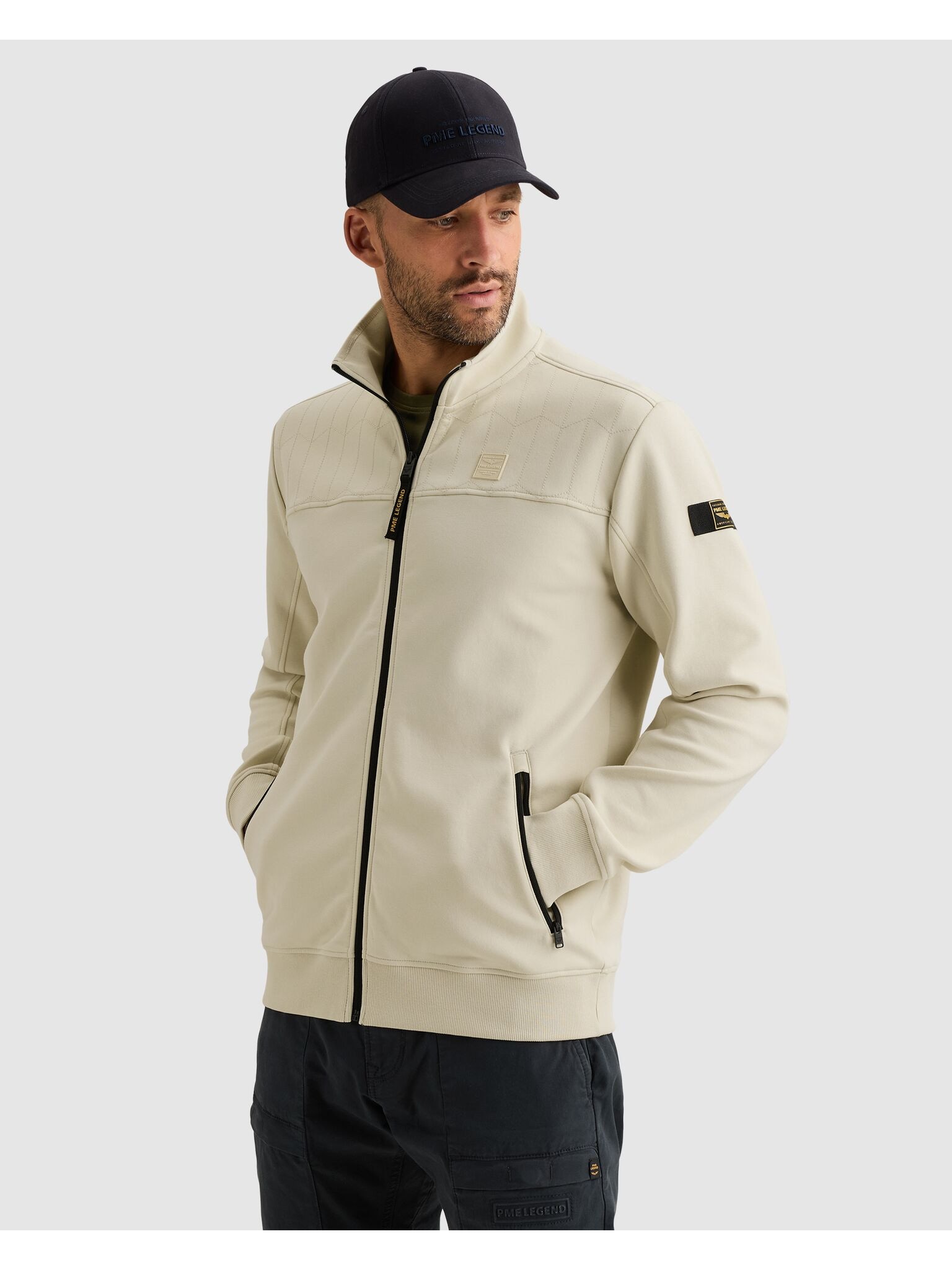 PME LEGEND Sweatjacke Seitliche Reißverschlusstaschen, vordere Passe mit dezenten Ziernähten