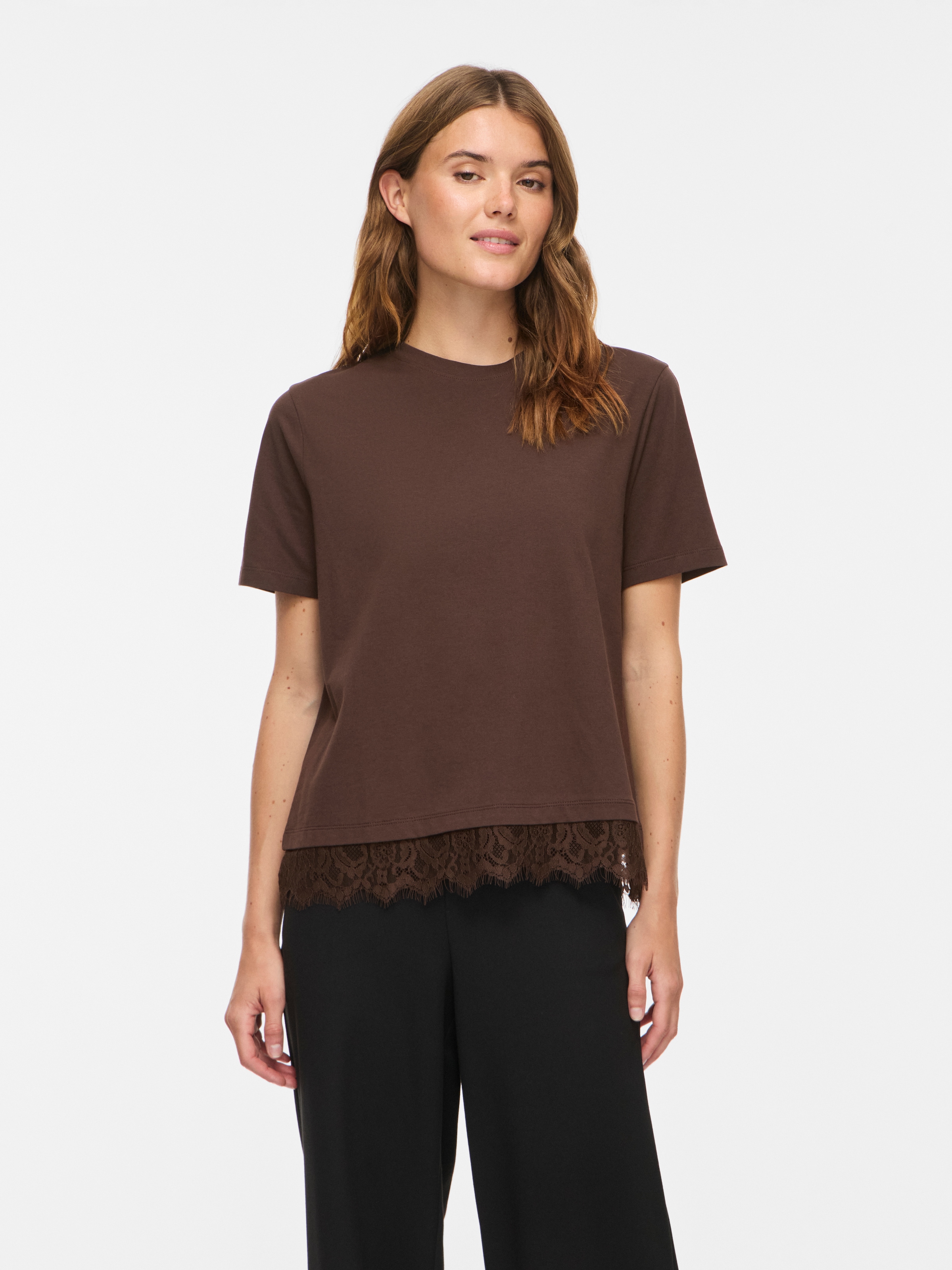 Vila Spitzenshirt »VINORA S/S LACE T-SHIRT - NOOS« Baumwollmischung, regular fit, mit Spitze