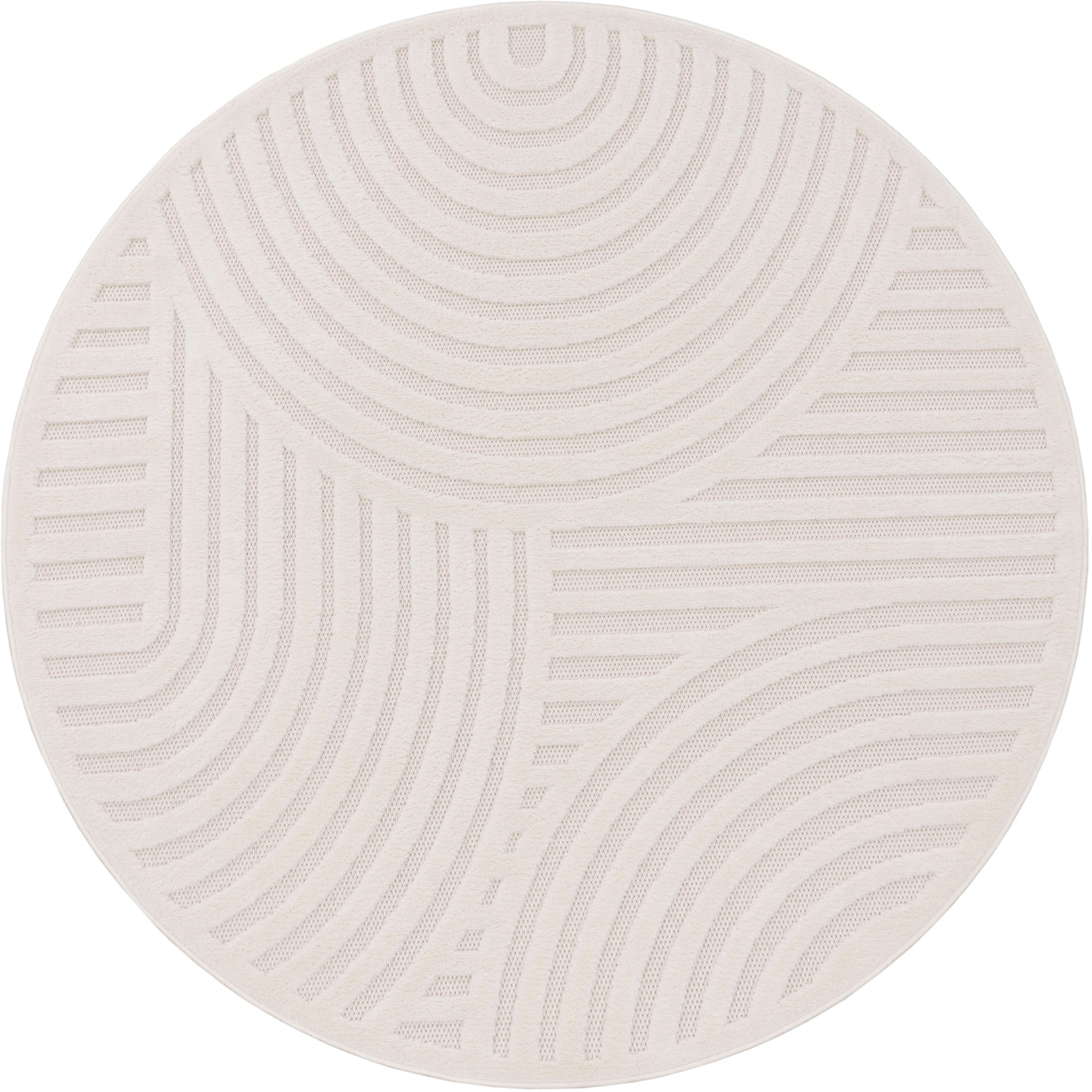 Paco Home "Livorno 674" rund 14 mm Höhe Uni-Farben, Scandi, Regenbogen, Hoch-Tief Effekt, Outdoor geeignet