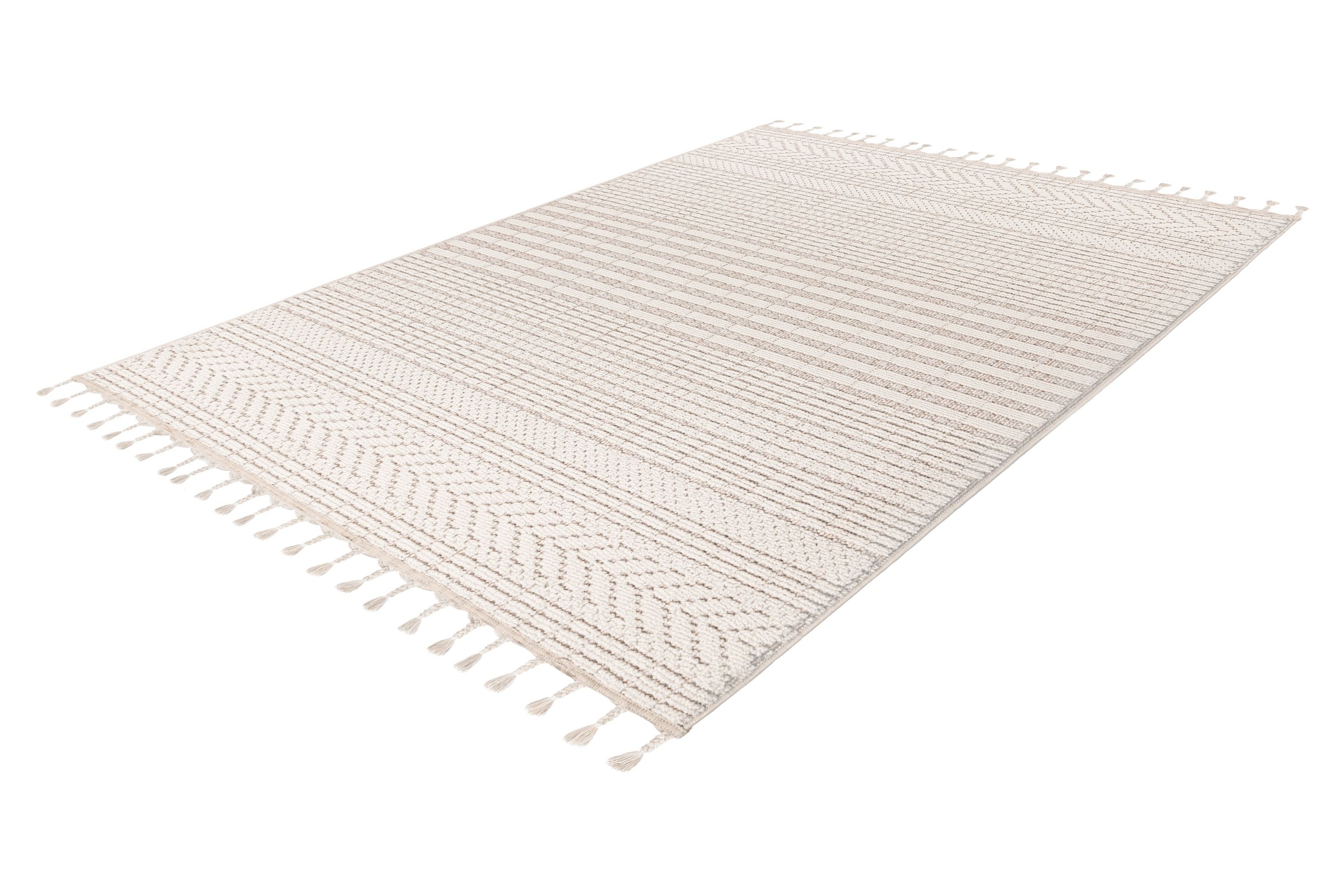 Thumbnail - Kayoom Teppich "Reef 125" rechteckig 9 mm Höhe Kurzflor, Struktur, mit Fransen, Wohnzimmer