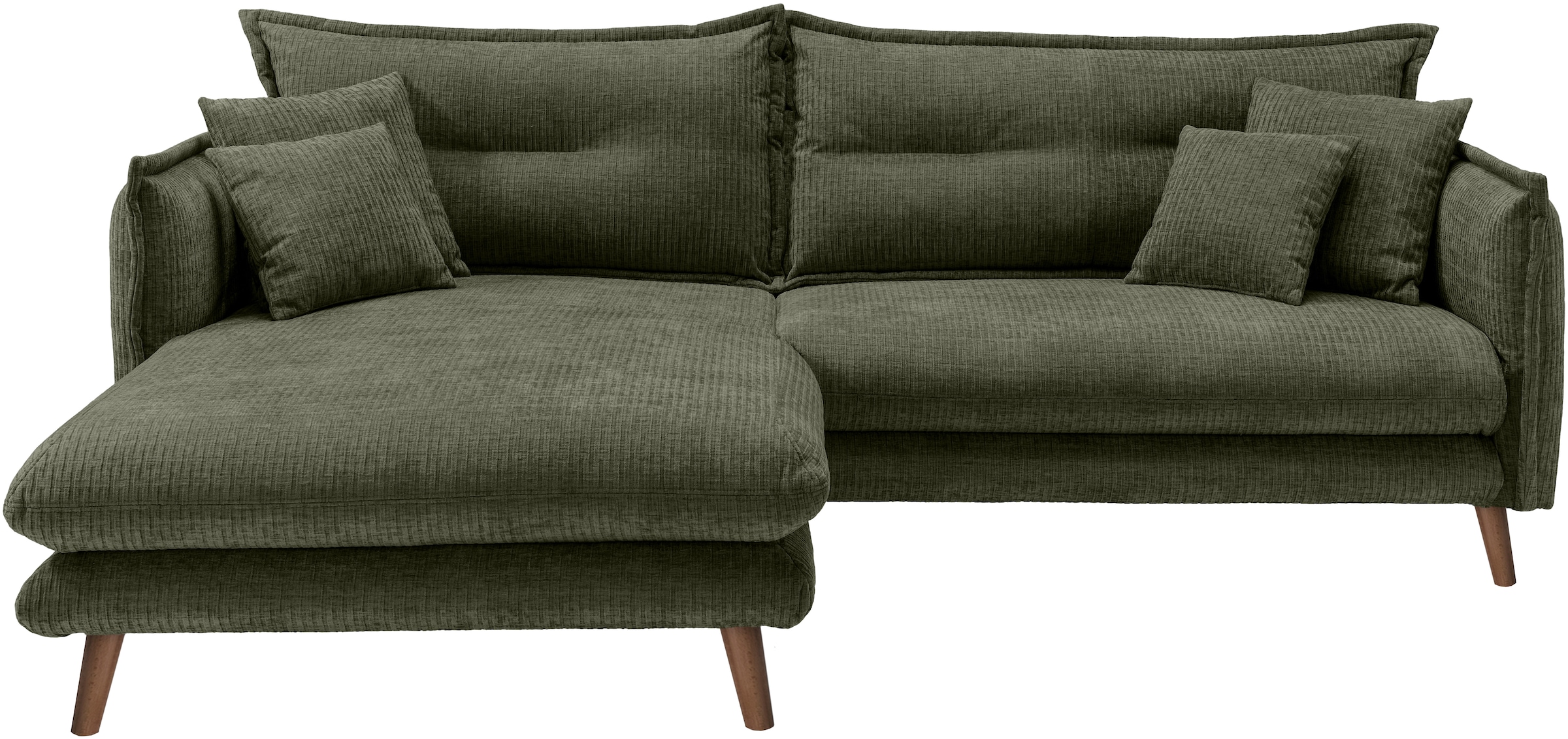 INOSIGN Ecksofa »Lazio modern und bequem, schmale Armlehnen, tolle Detailverarbeitung«, zwei verschiedene Fußfarben wählbar