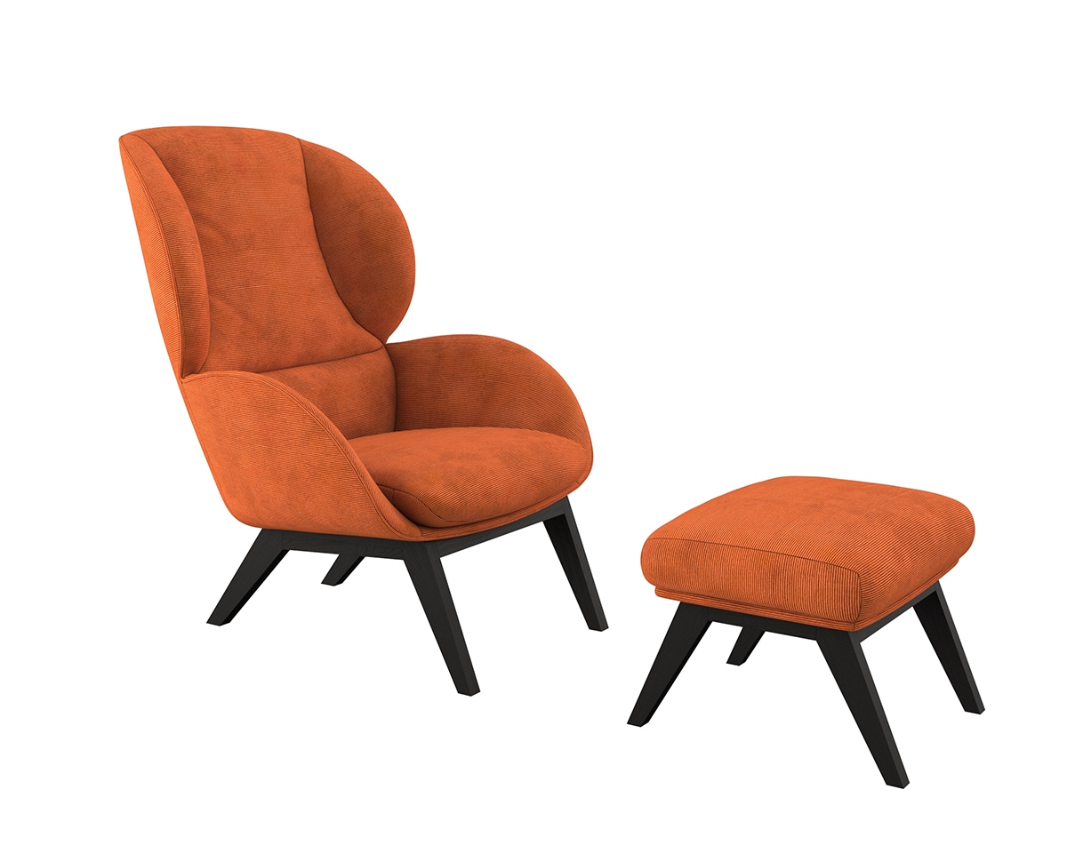 FLEXLUX Ohrensessel »Adria Designsessel, Loungesessel,«, Stil & Komfort, organische Form, Fuß Holz schwarz