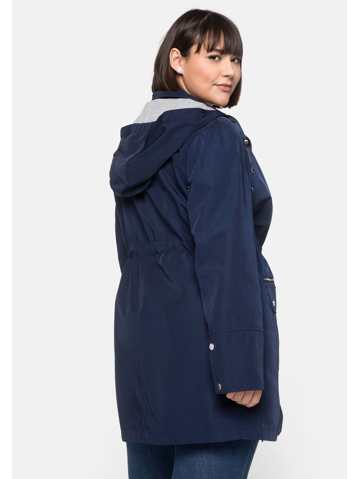 Sheego Langjacke »Große Größen«, mit Techno-Twill kaufen aus | BAUR online Kapuze