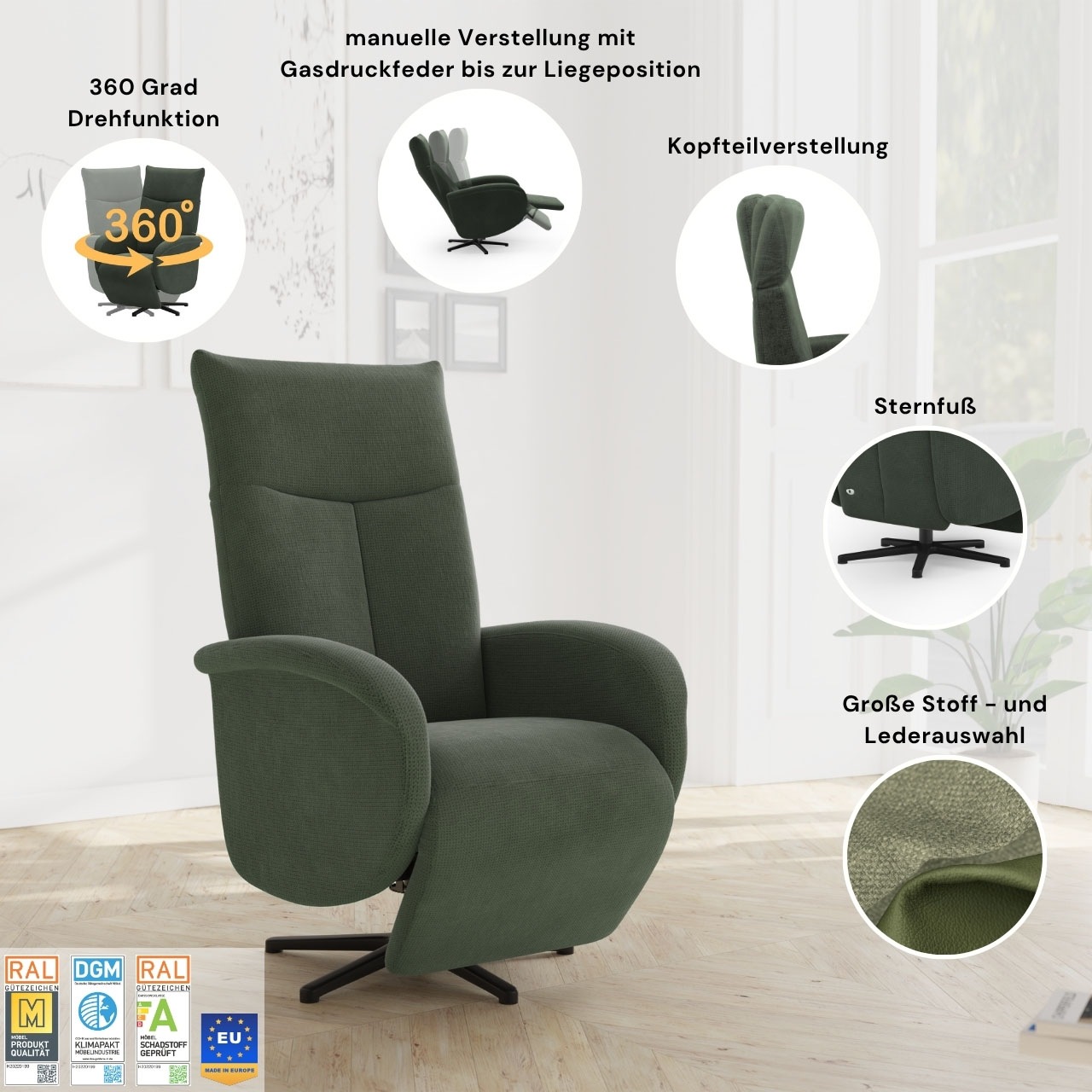 Sit & More Glendale TV Armchair Silver 3