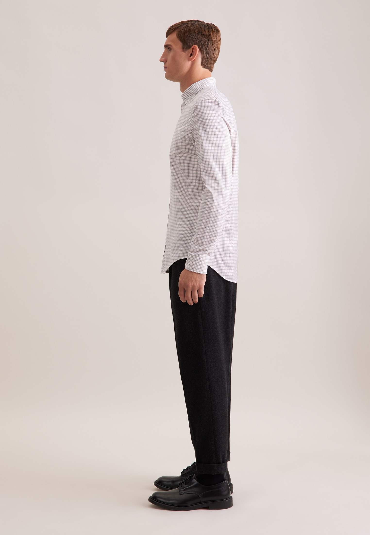 seidensticker Flanellhemd »Schwarze Rose«, Slim 1/1 Button-Down-Kragen Karo