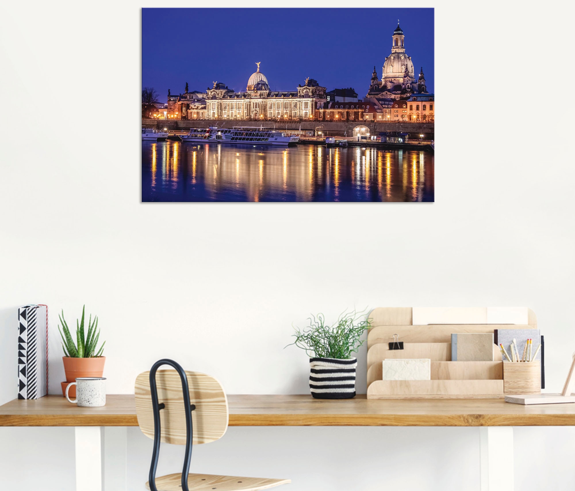 Artland Wandbild »Abend an der Elbe in Dresden«, Dresden, (1 St.), als Alubild, Leinwandbild, Wandaufkleber oder Poster in versch. Größen