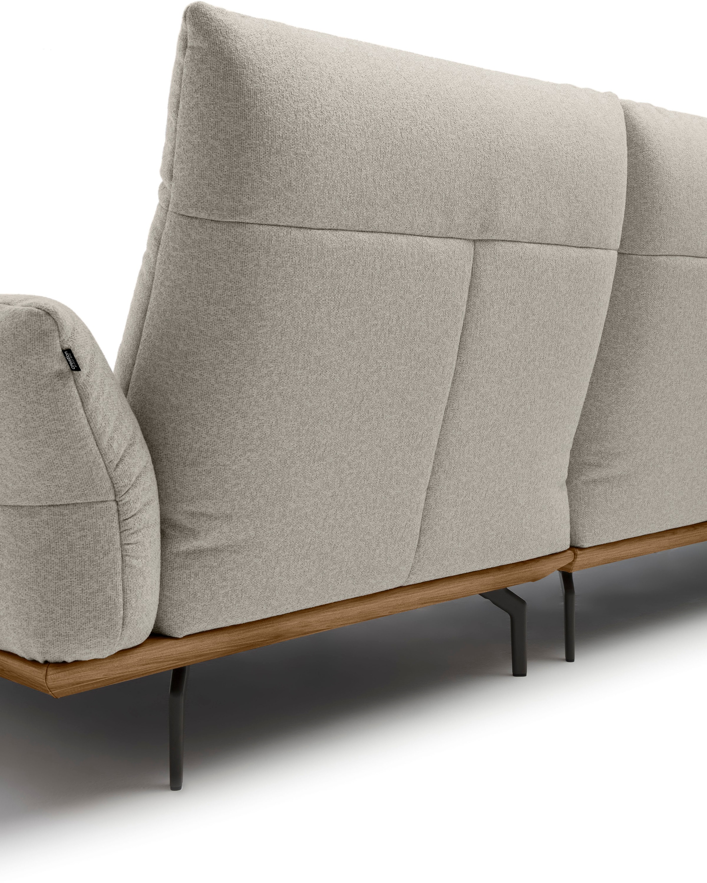 Creation BY ROLF BENZ Ecksofa »CR.460«, Sockel in Nussbaum, Winkelfüße in Umbragrau, Breite 298 cm