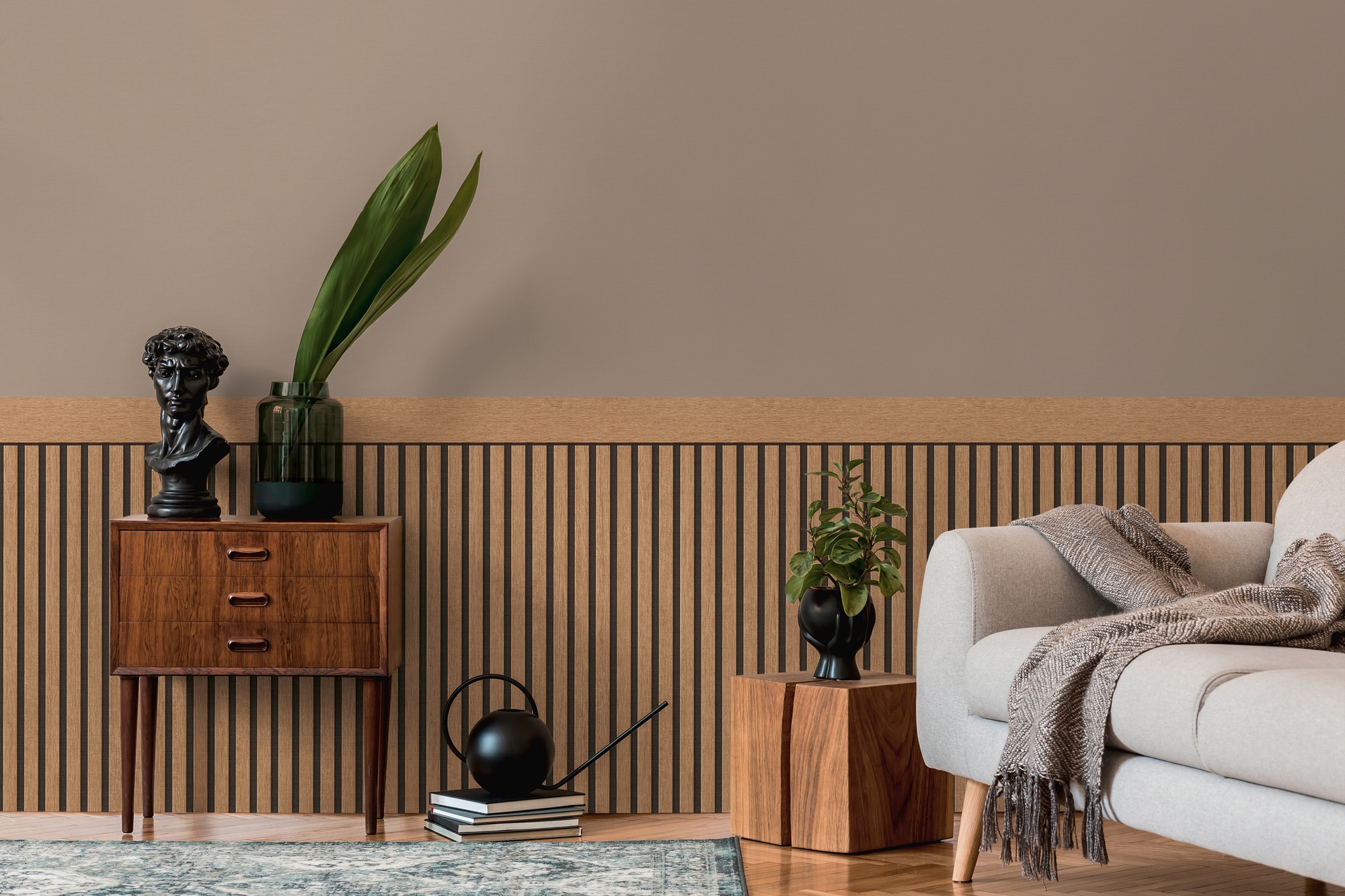 Living Walls Vliestapete "Wallpanel Tapete Wandpaneele Mustertapete Holzpaneele Natur" Matt Strukturiert Vliestapete Holz-Optik Für Schlafzimmer