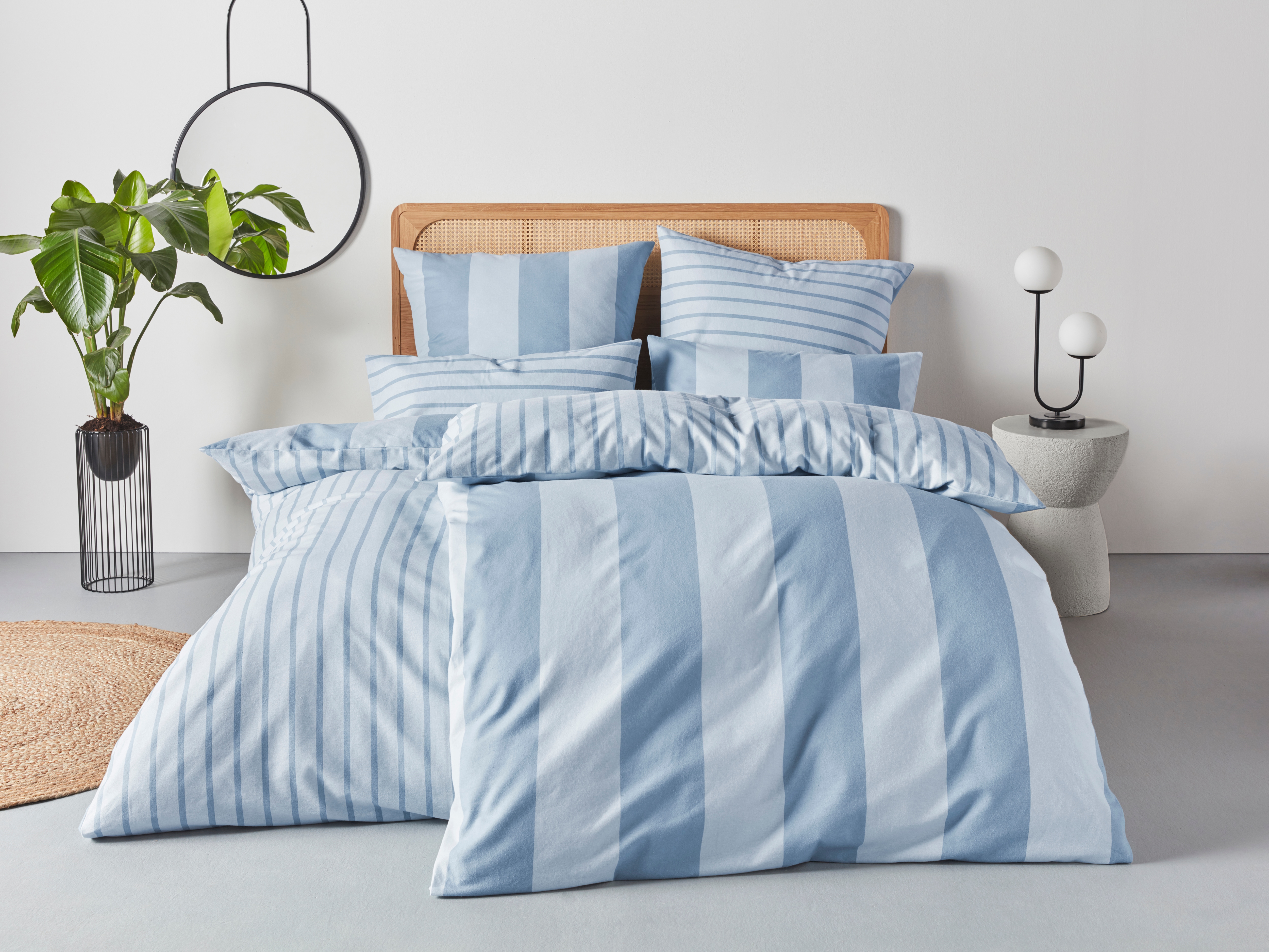 OTTO home Wendebettwäsche "Sari in verschiedenen Qualitäten" 2 Stk. ab Gr. 135x200 cm, Wendedesign, moderne Bettwäsche mit Streifen