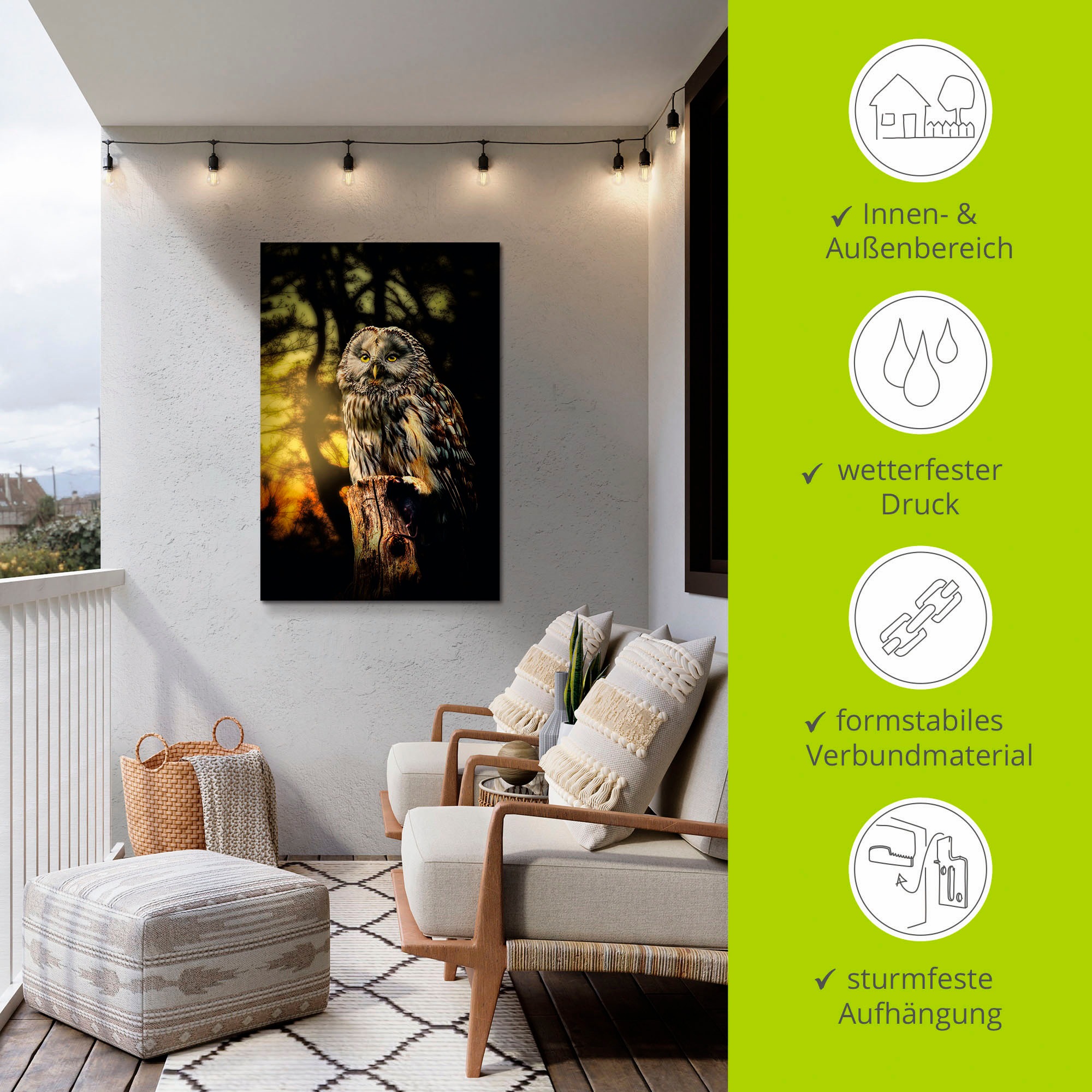 Artland Wandbild »Eule« Vögel 1 Stk. tlg. als Alubild, Outdoorbild, Leinwandbild, Poster in verschied. Größen