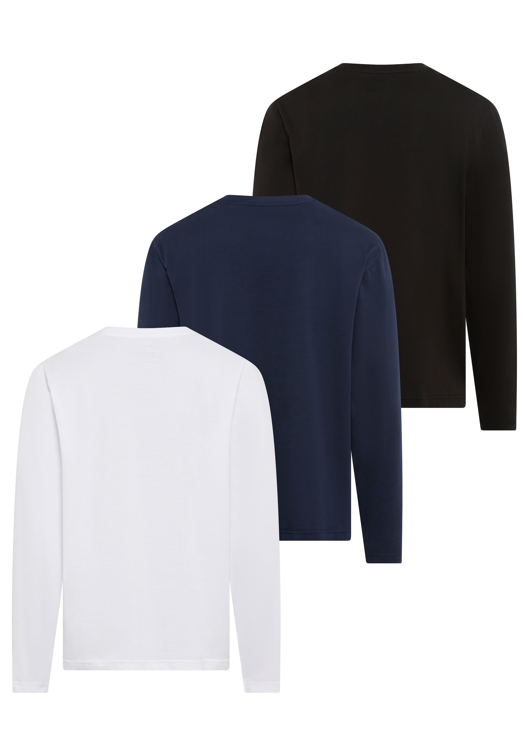Man's World Langarmshirt »neue Farbe !«, (3er-Pack), Langarm, unifarben, aus Baumwolle, im 3er-Pack