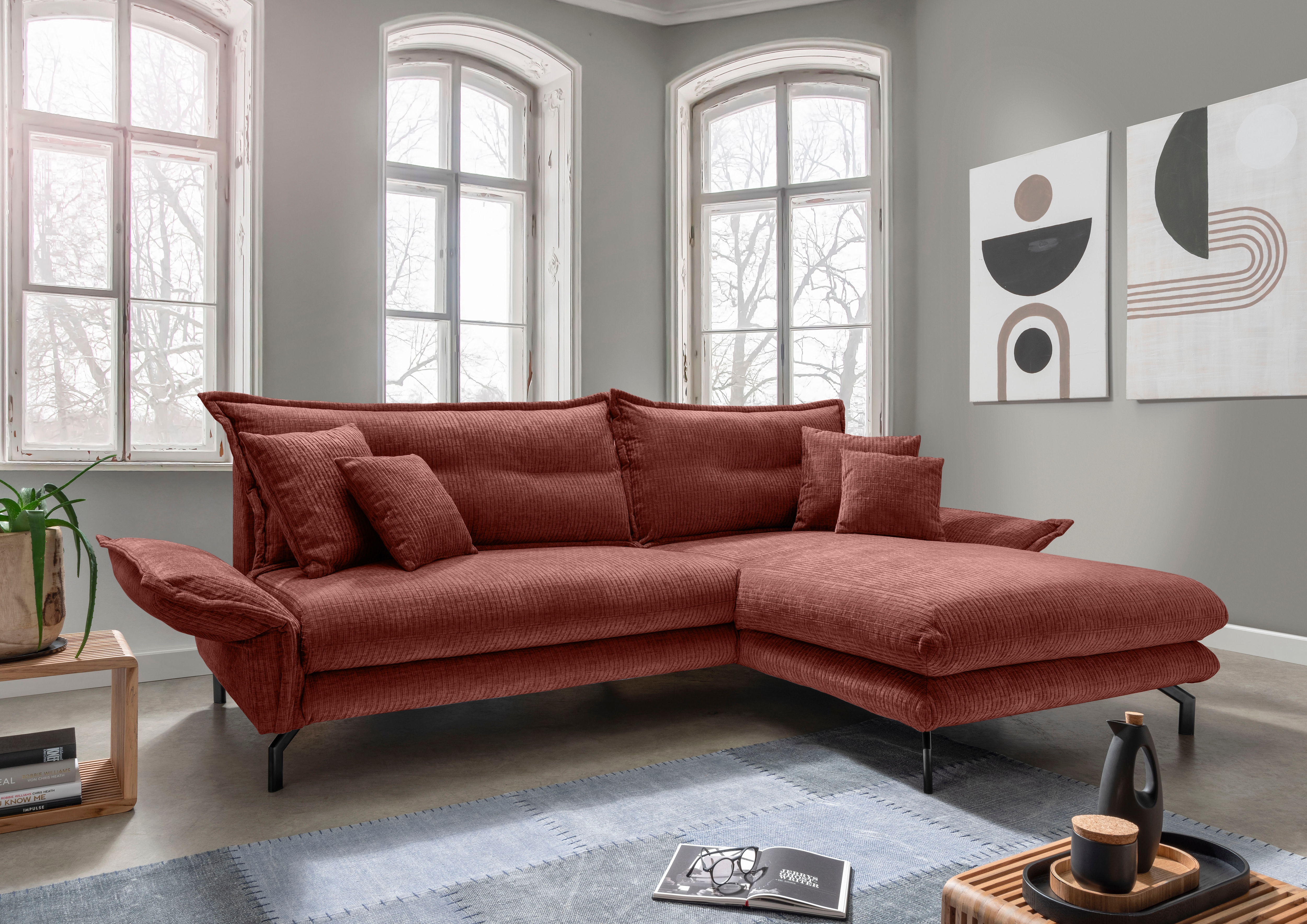 Home affaire Ecksofa "Lava modern & bequem, Breite 255cm, tolle Detailverarbeitung" Armlehnen verstellbar