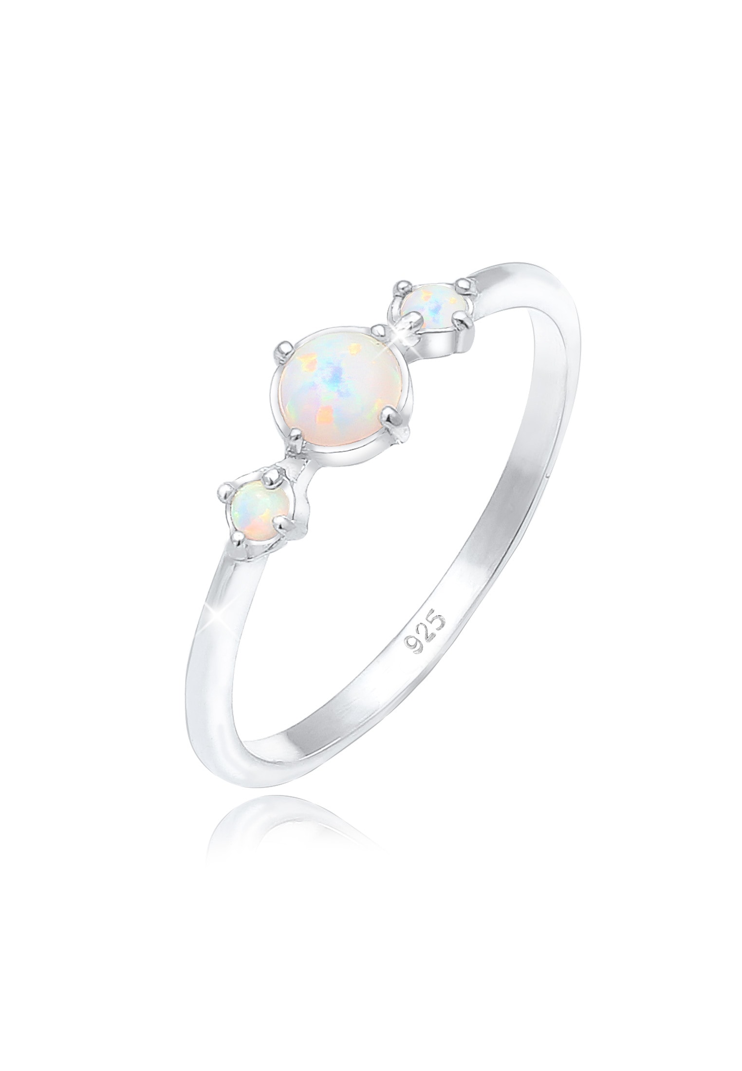 Elli Fingerring »Opal Rund Trio Vintage 925er Silber«