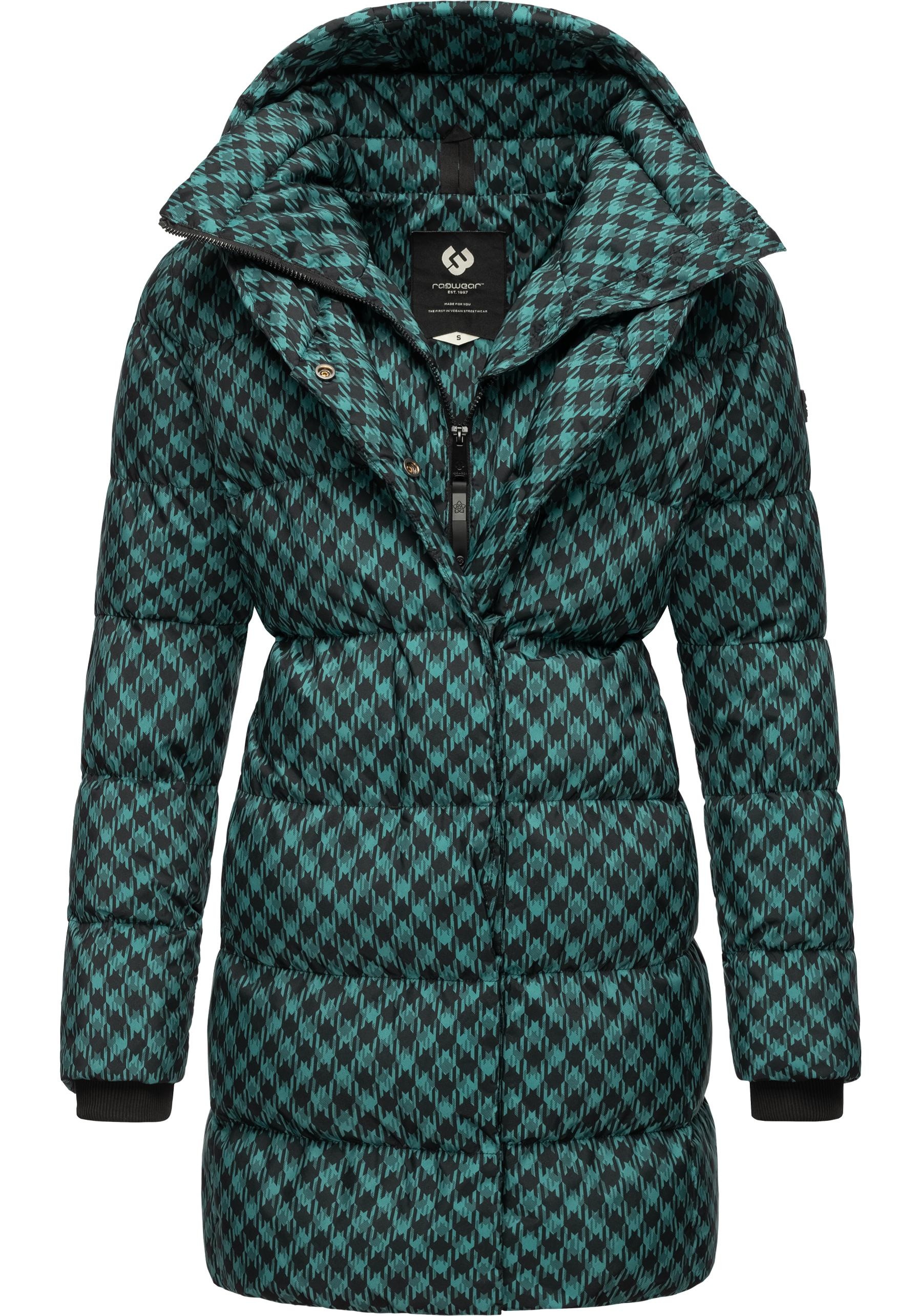 Ragwear Steppmantel »Niara Print«, wasserdichter Mantel mit angesagtem Hahnentritt Muster