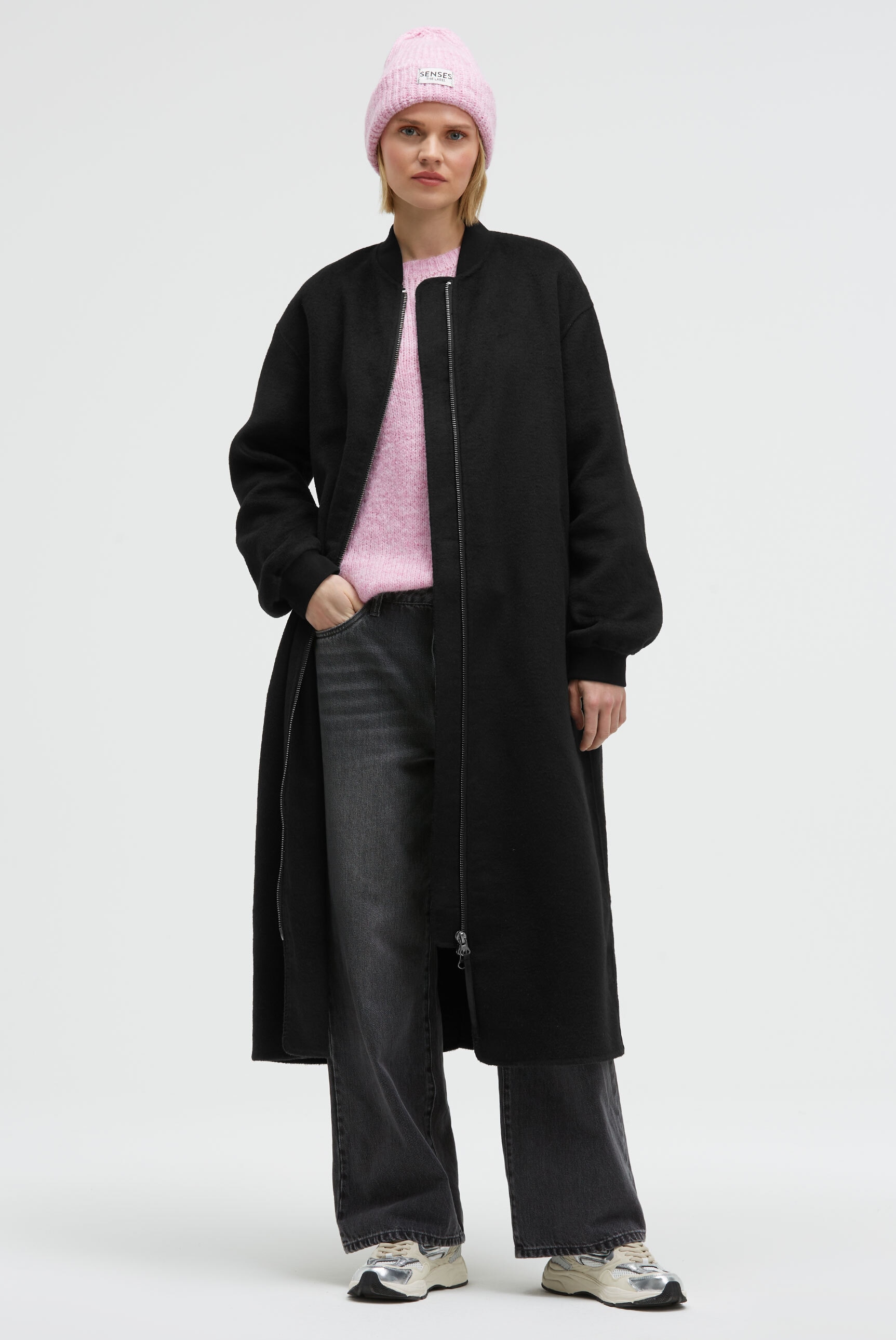 SENSES.THE LABEL Langjacke ohne Kapuze mit Zwei-Wege-Reißverschluss