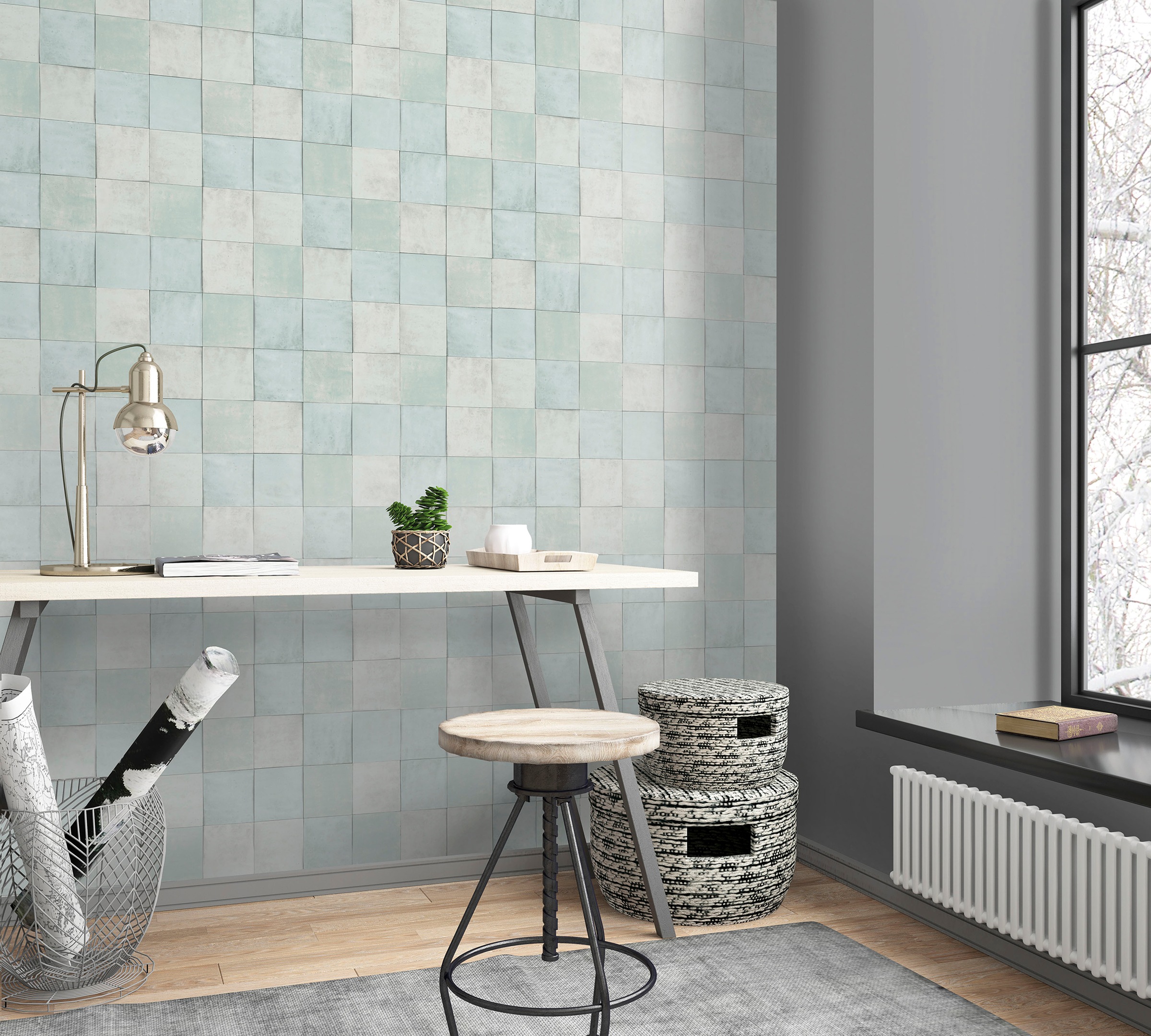 Marburg Fototapete "Tile" matt glatt moderne Tapete für Wohnzimmer Schlafzimmer Küche