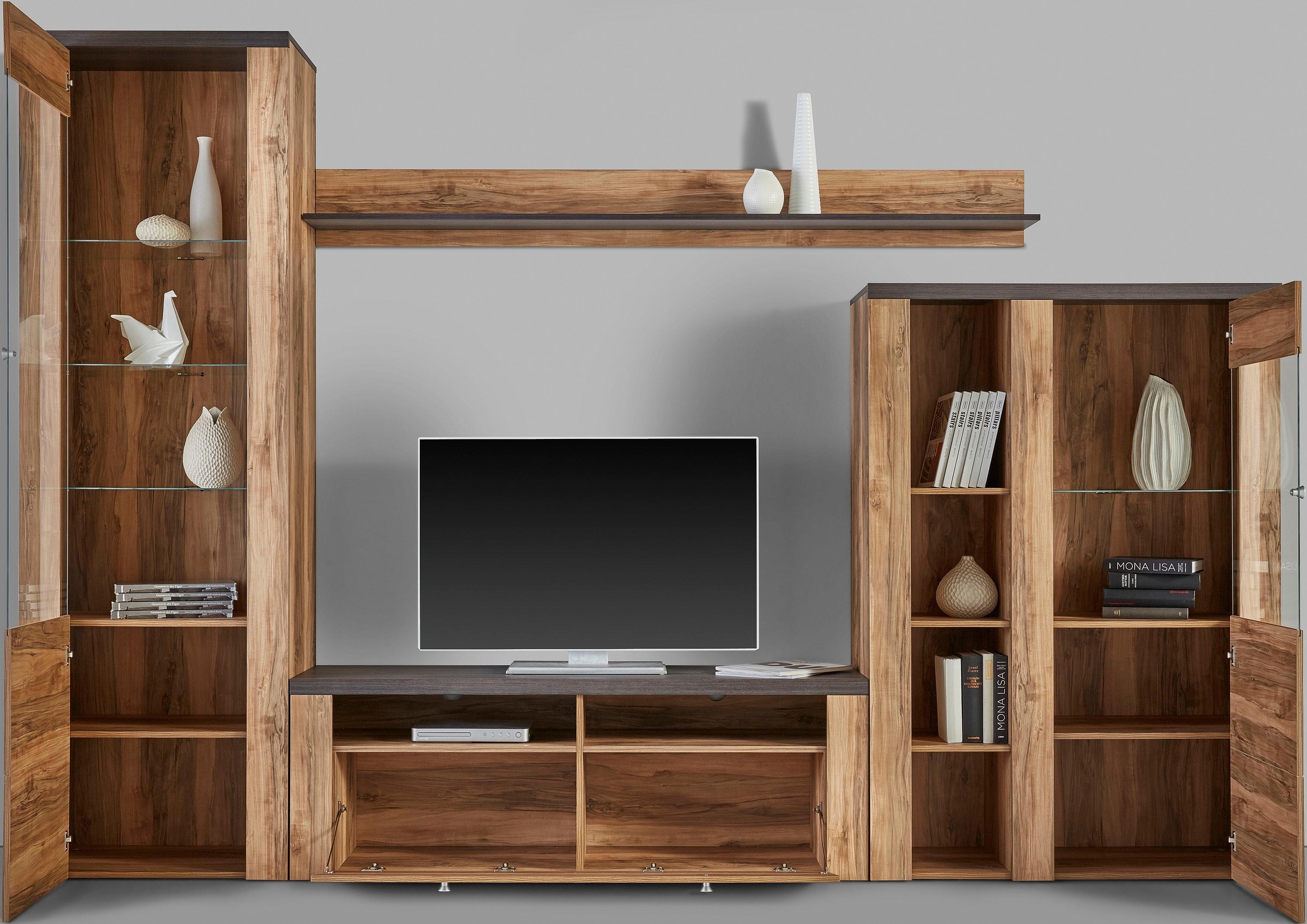 Thumbnail - Home affaire Wohnwand "Larona, Anbauwand, Set 4 Teilig", (Set, 4 St.), bestehend aus 1 TV-Board, 1 Highboard, 1 Vitrine,...