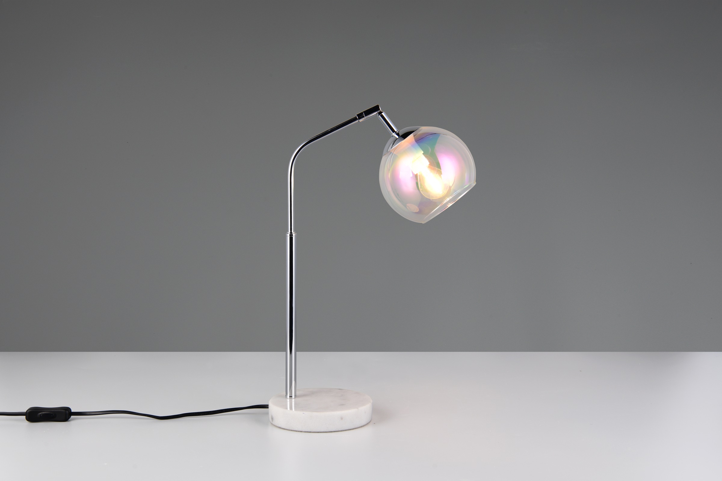 TRIO Leuchten Schreibtischlampe »PAXTON, exkl. 1x E14 max 10W, Leseleuchte Nachttischlampe«, 1 flammig, Leuchtmittel E14 | Leuchtmittel wechselbar, mit Glas Lampenschirm, Schnurschalter, Höhe 45 cm, Tiefe 28 cm
