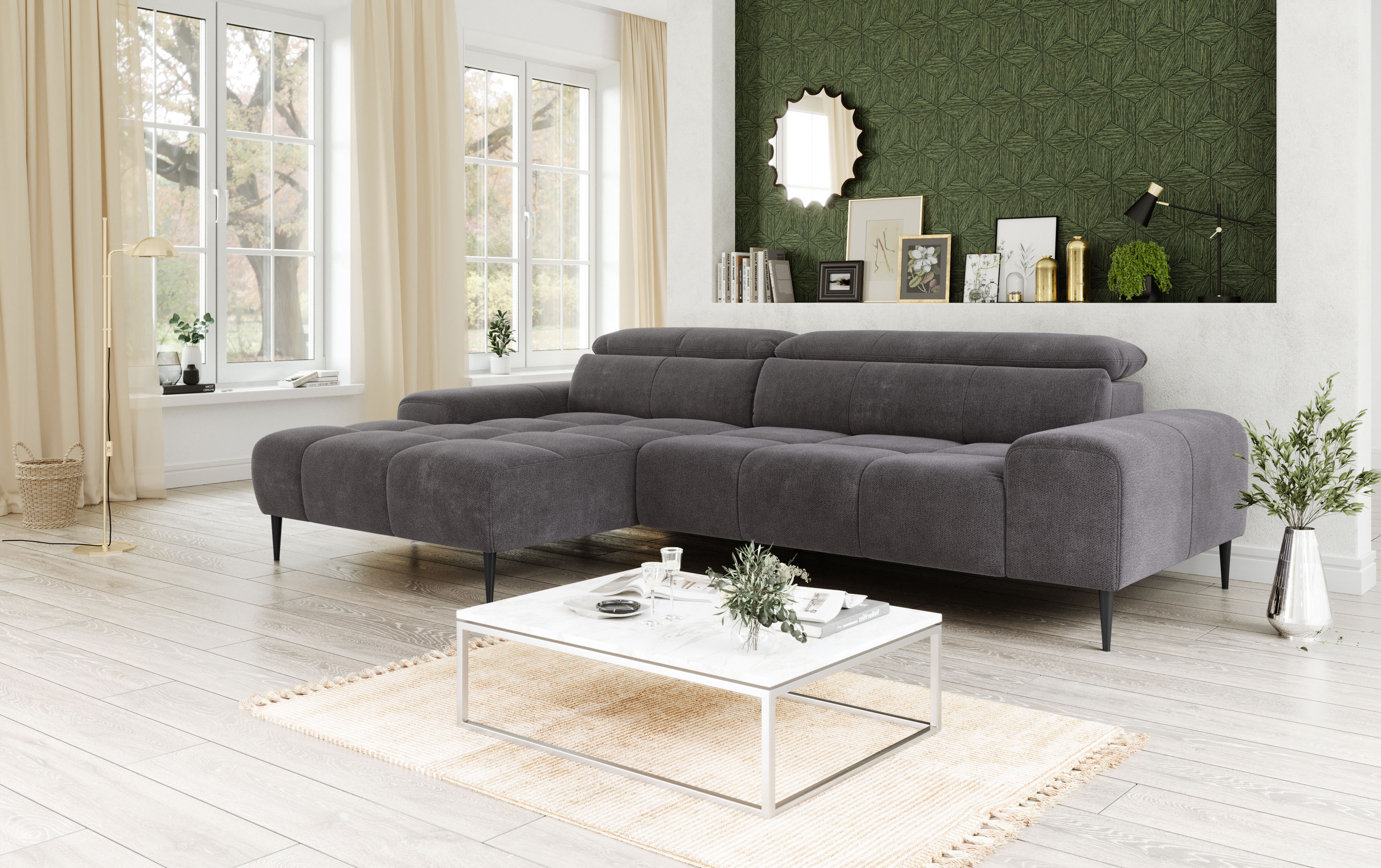 OTTO home Ecksofa "Theo L-Form, B: 290 cm" mit Kopfteilverstellung, optional Sitztiefenverstellung