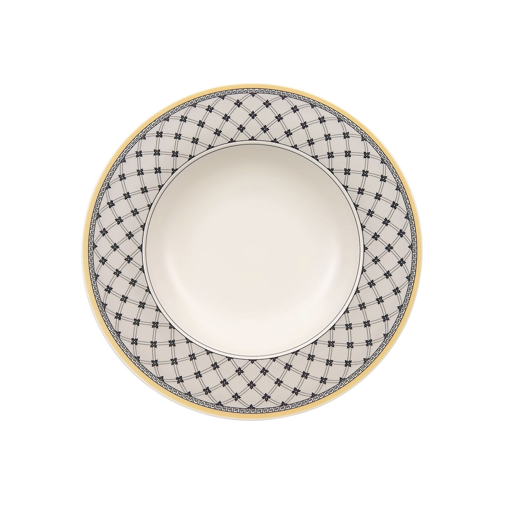 VILLEROY & BOCH Suppenteller "Suppenteller Audun Promenade ø 24,2 cm weiß-grau-gelb", bunt, Speiseteller