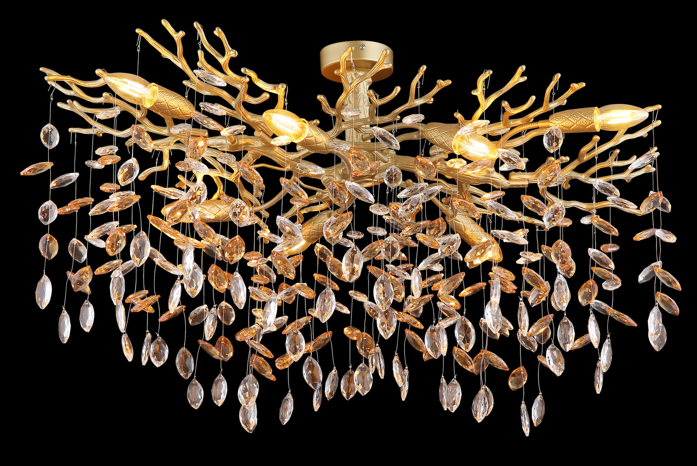 GLOBO LIGHTING Deckenleuchte »QUEENA« E14 1 Stk. Deckenleuchte gold Kristall, E14, elegant, flexibler Look