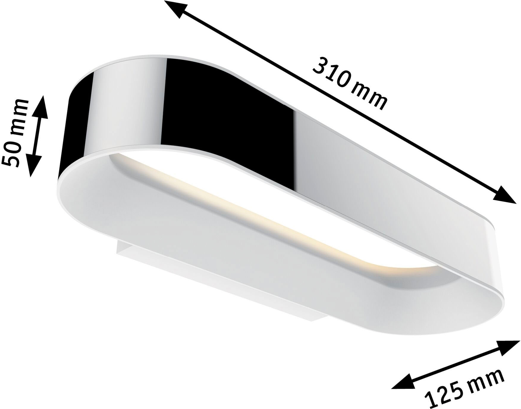 Paulmann LED Wandleuchte »LED Wandleuchte Agena IP44 20W Chrom/Weiß matt dimmbar«, 1 flammig, LED Wandleuchte Agena IP44 20W Chrom/Weiß matt dimmbar