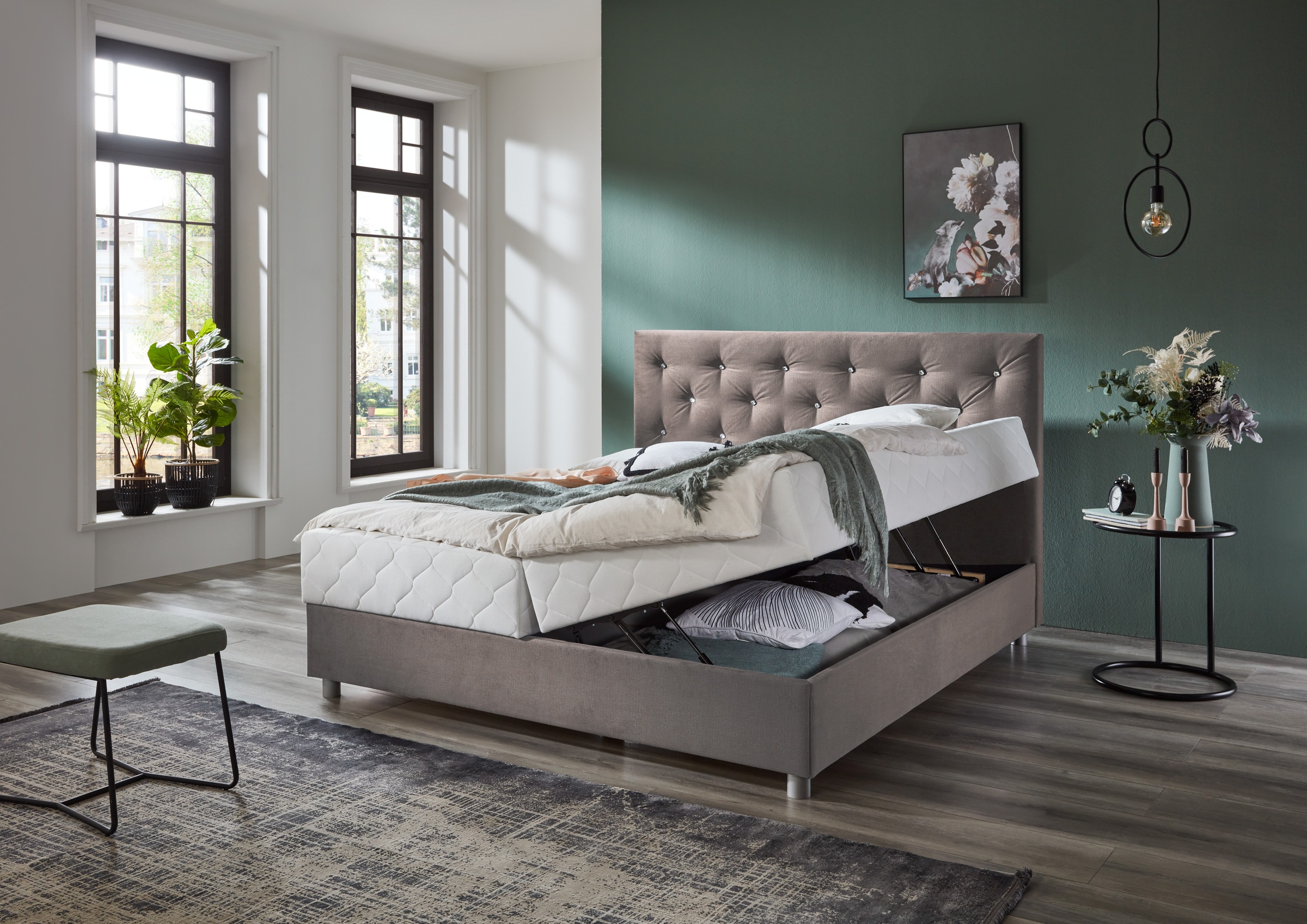 ATLANTIC home collection Boxbett "CELIA im hochwertiger Samtoptik", mit Tas günstig online kaufen