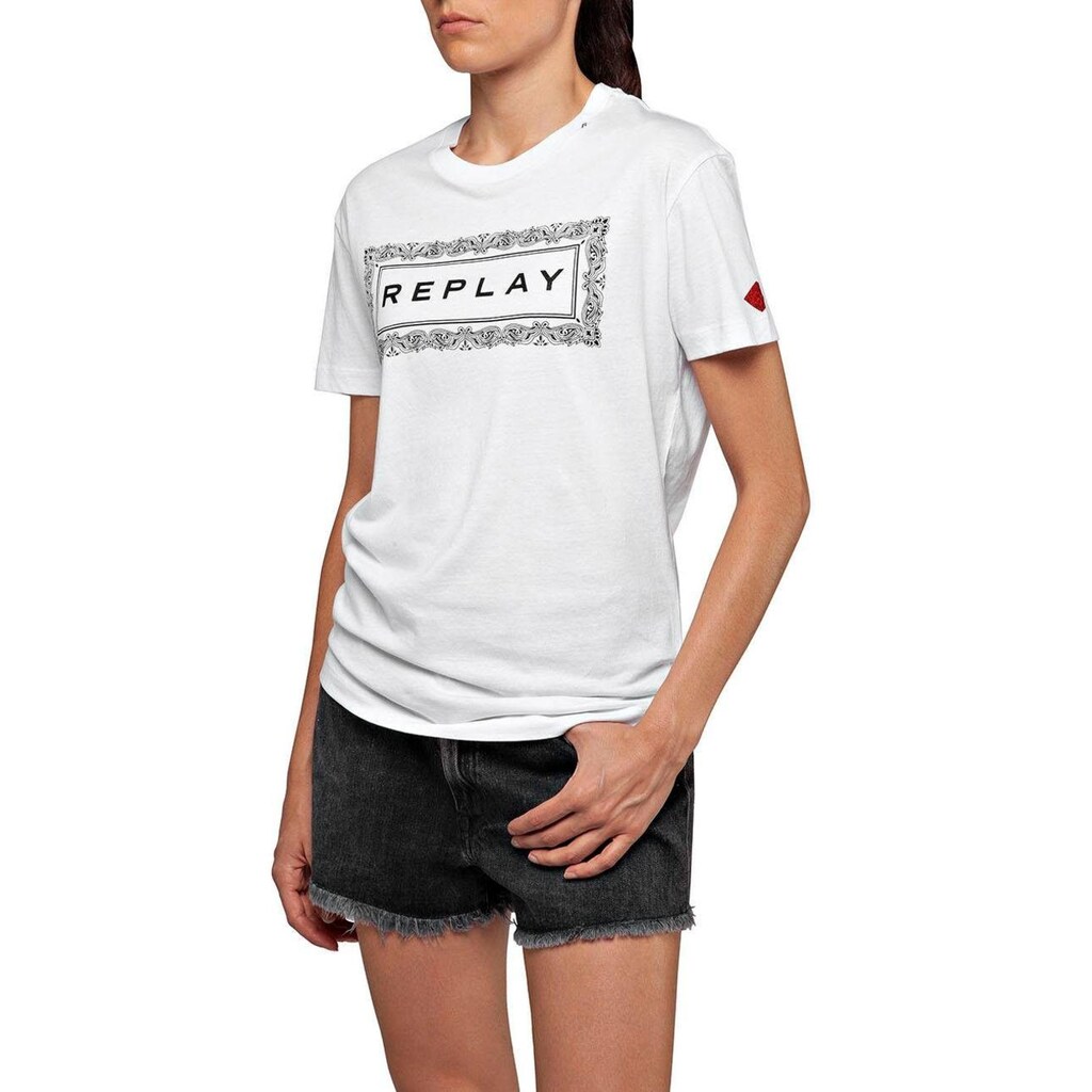 Replay T-Shirt, mit unterschiedlichen Statement-Prints