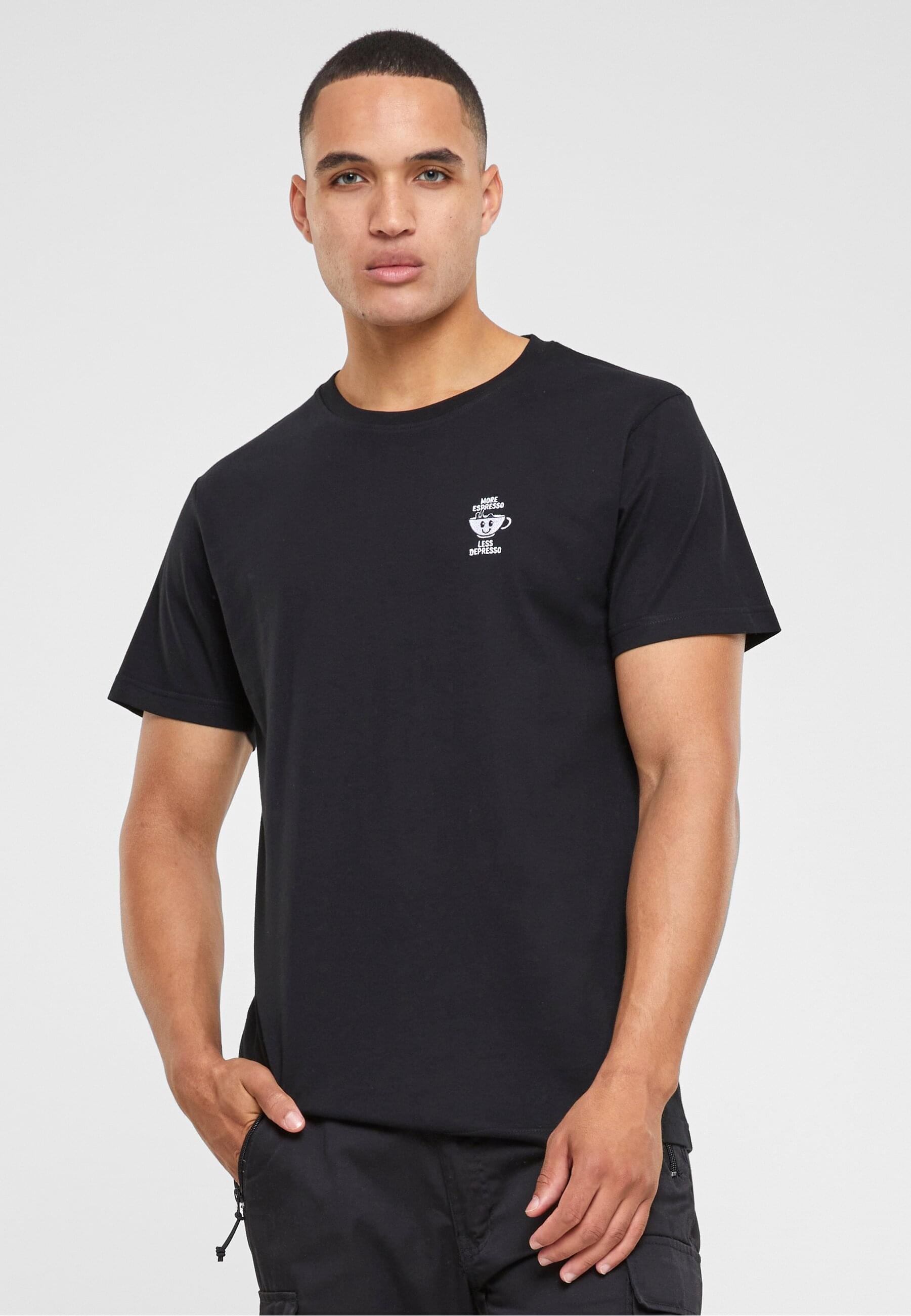 MisterTee T-Shirt »MisterTee Herren More Espresso Less Depresso Tee EMB«, (1 tlg.)