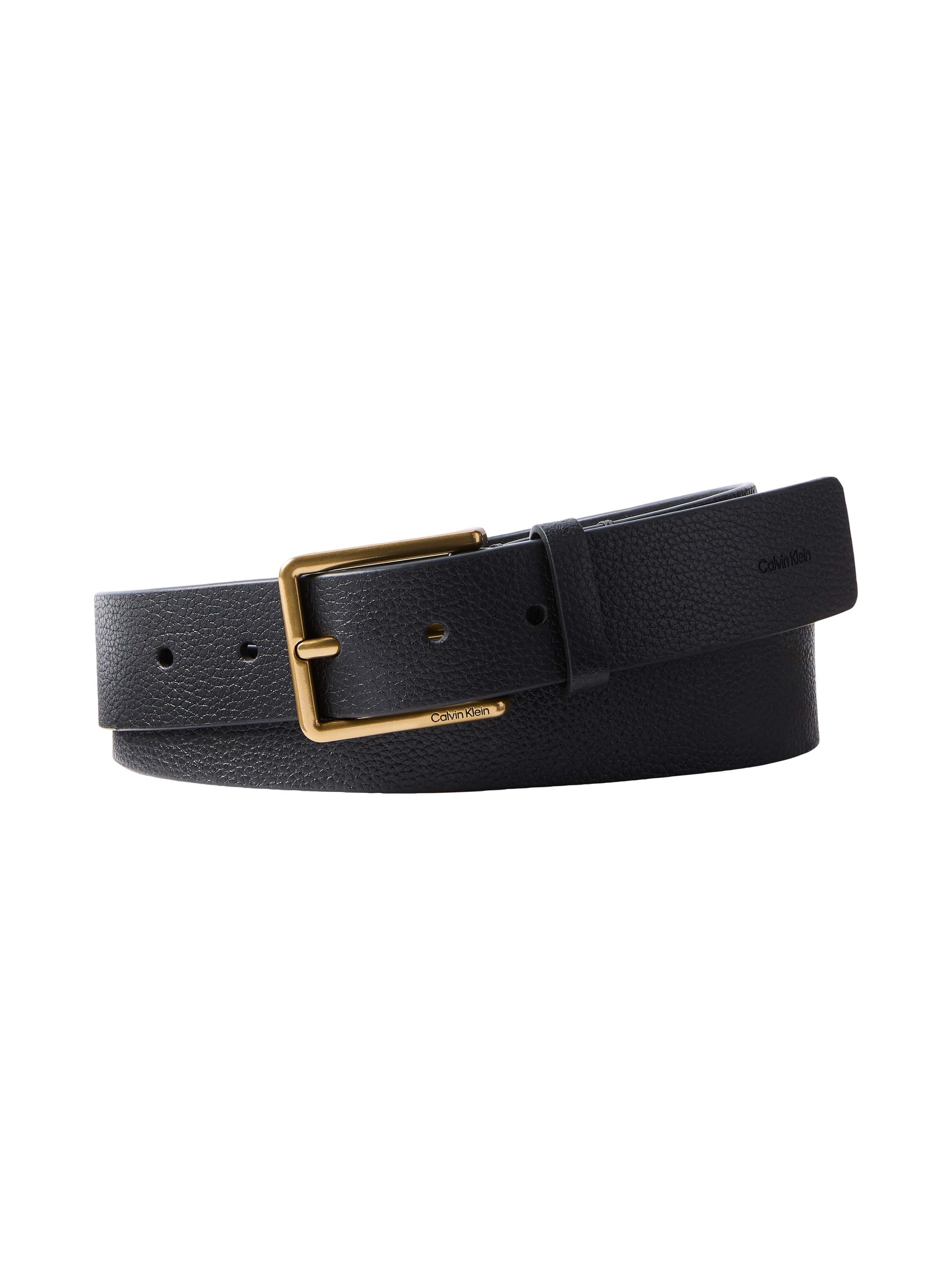 Calvin Klein Ledergürtel "WARMTH BUCKLE GOLD PEBBLE 35MM" Regular fit und größenverstellbar