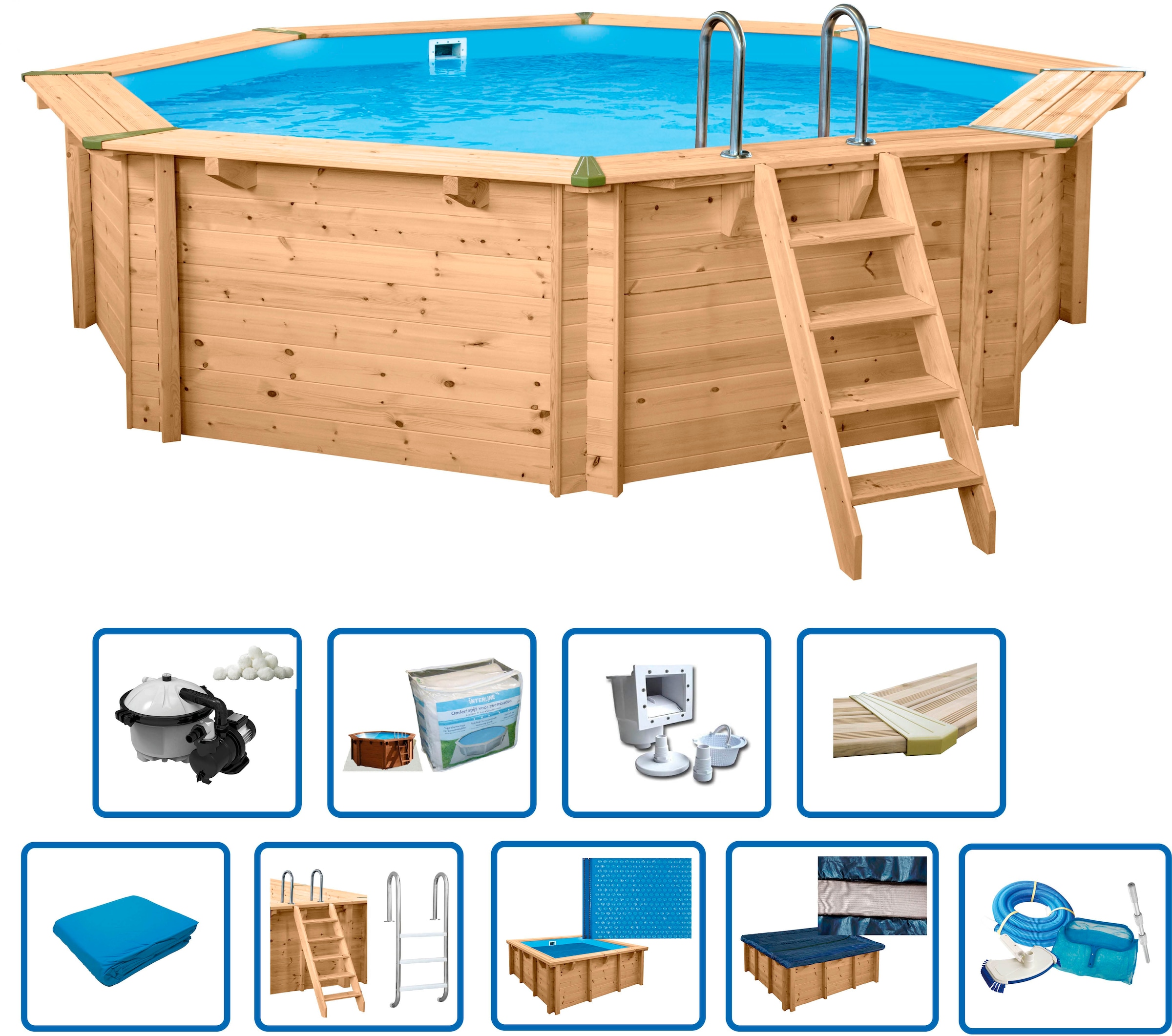 Interline Pool "Java Premium", (Set, 10 tlg.), 530x530x136 cm