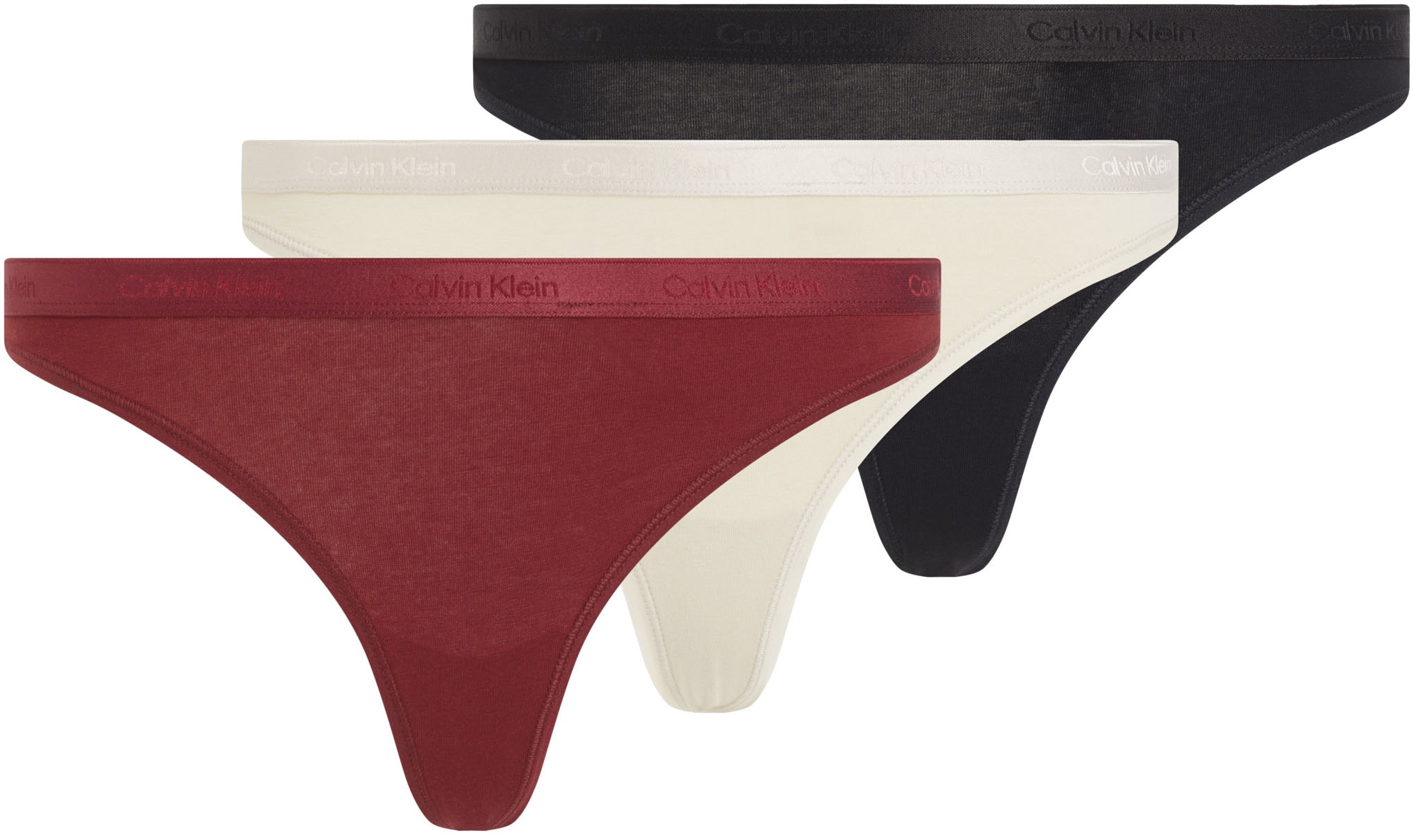 Calvin Klein Underwear Stringtanga "THONG 3PK", (Packung, 3 St., 3er-Pack), mit Elastik-Logobund