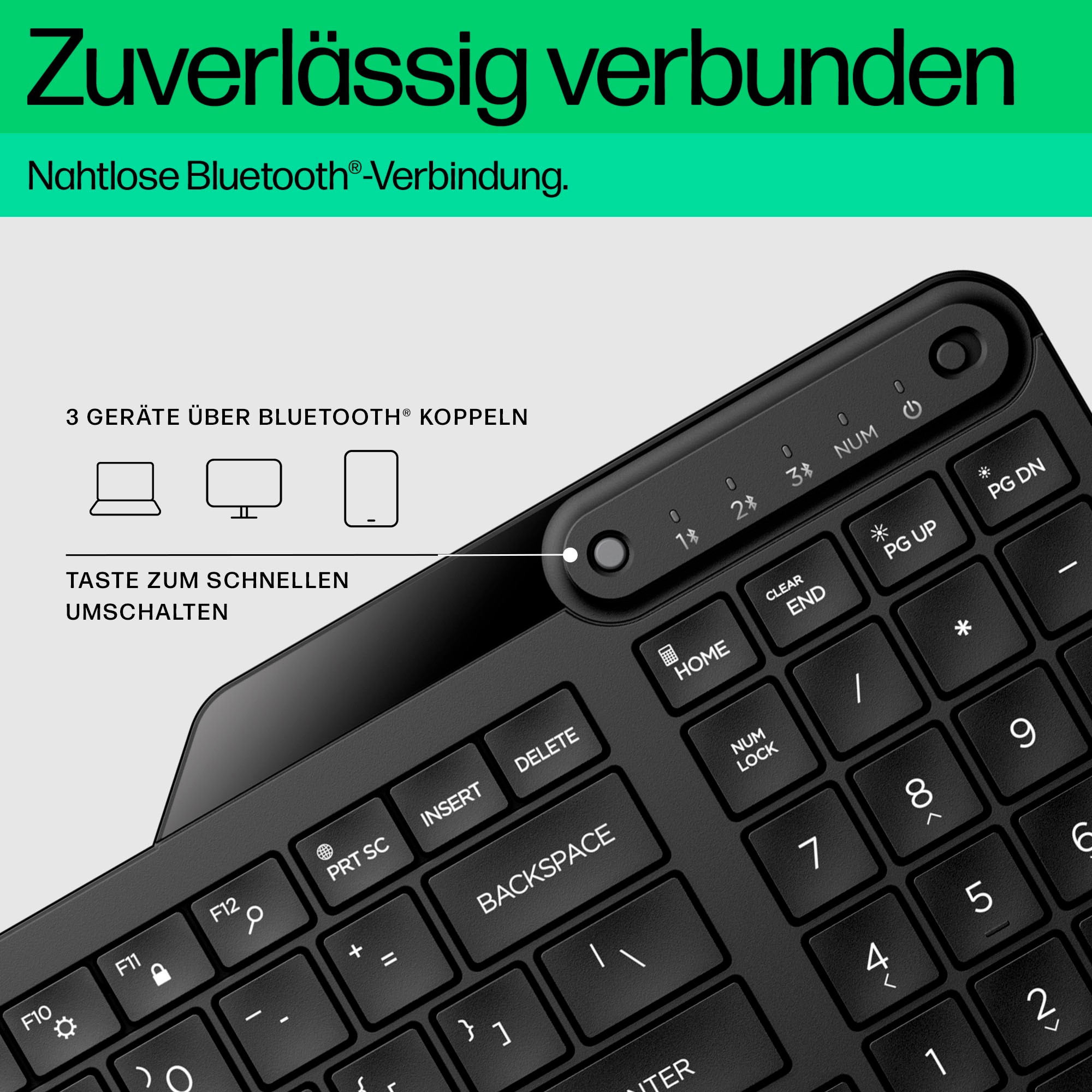 HP Wireless-Tastatur »460«, (Fn-Tasten-Ziffernblock-Windows-Sperrtaste)