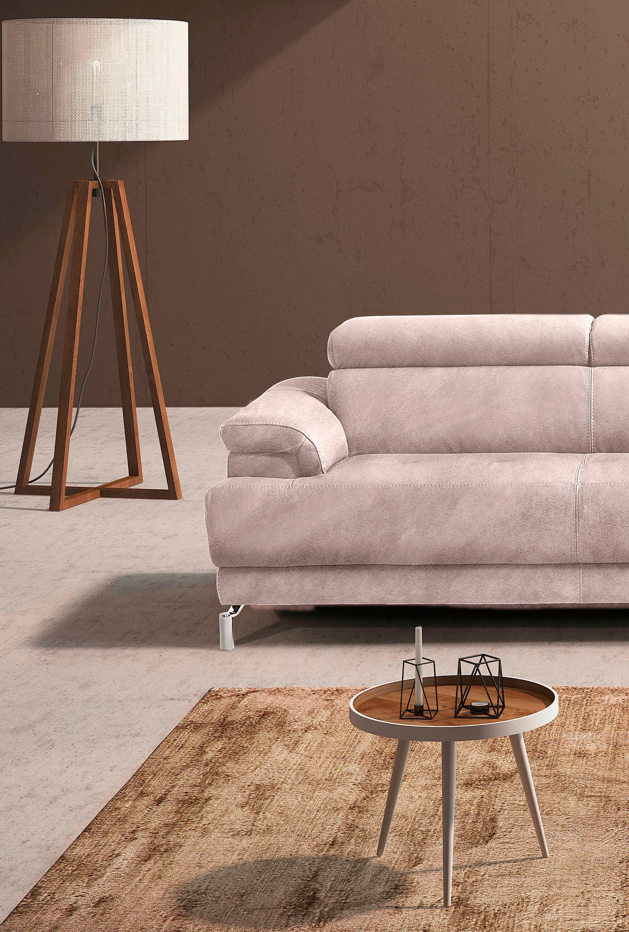 Egoitaliano Ecksofa »Soul, extravagantes Designsofa, Megasofa, super bequem, tolle Details«, mit Trapez-Abschlußelement, inkl verstellbarer Kopfteile