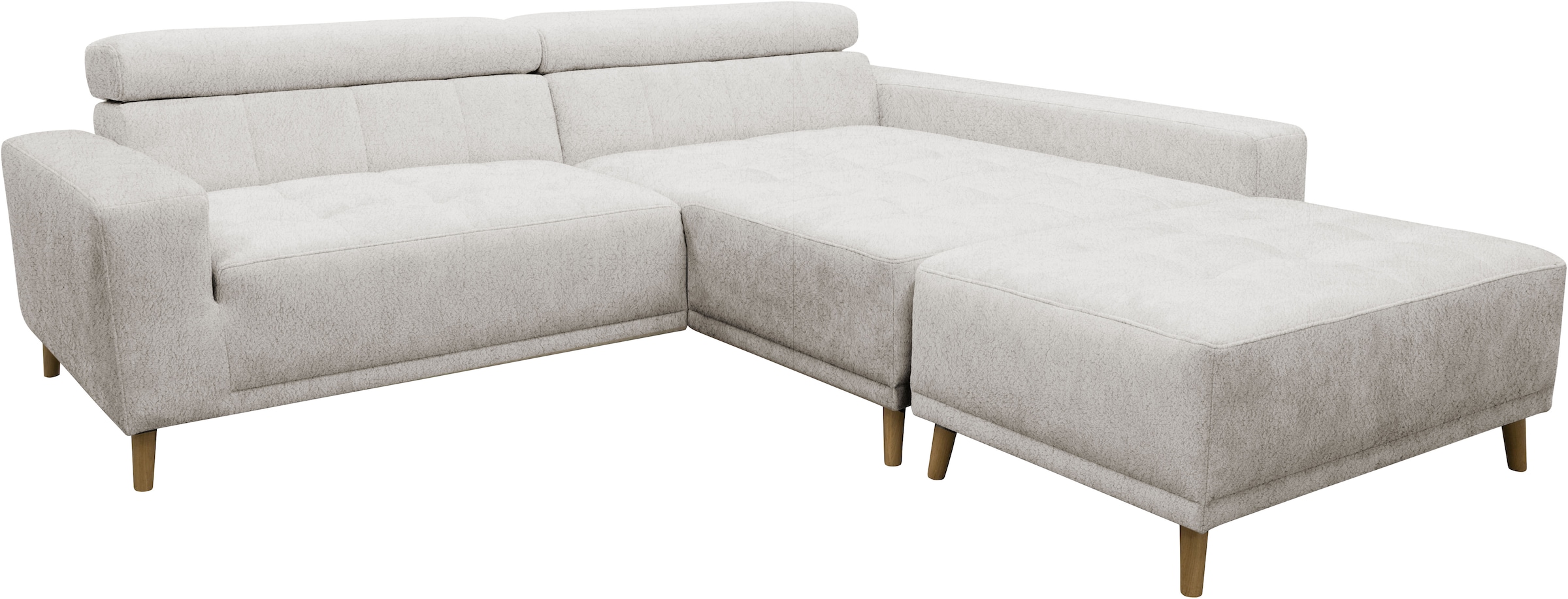 OTTO home Ecksofa »Greevy 248 x 172 cm mit Steppungen, für gängige Saugroboter geeignet« Kopfteile verstellbar, aus pflegeleichtem, weichem Luxus-Microfaser