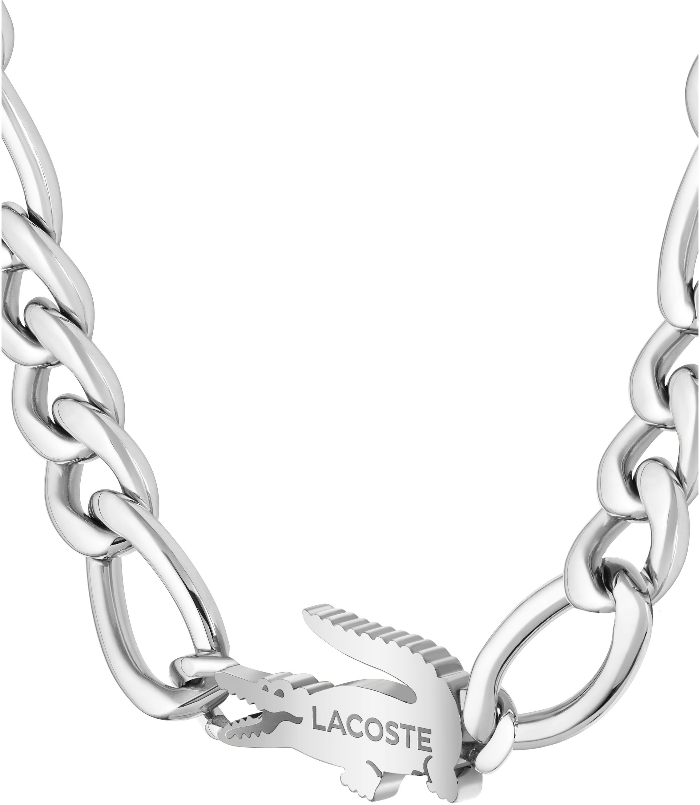 Edelstahlkette LACOSTE "CROCODILE", silber (edelstahlfarben), Halsketten, Damen, Edelstahl, L: 56, Edelstahlkette 3