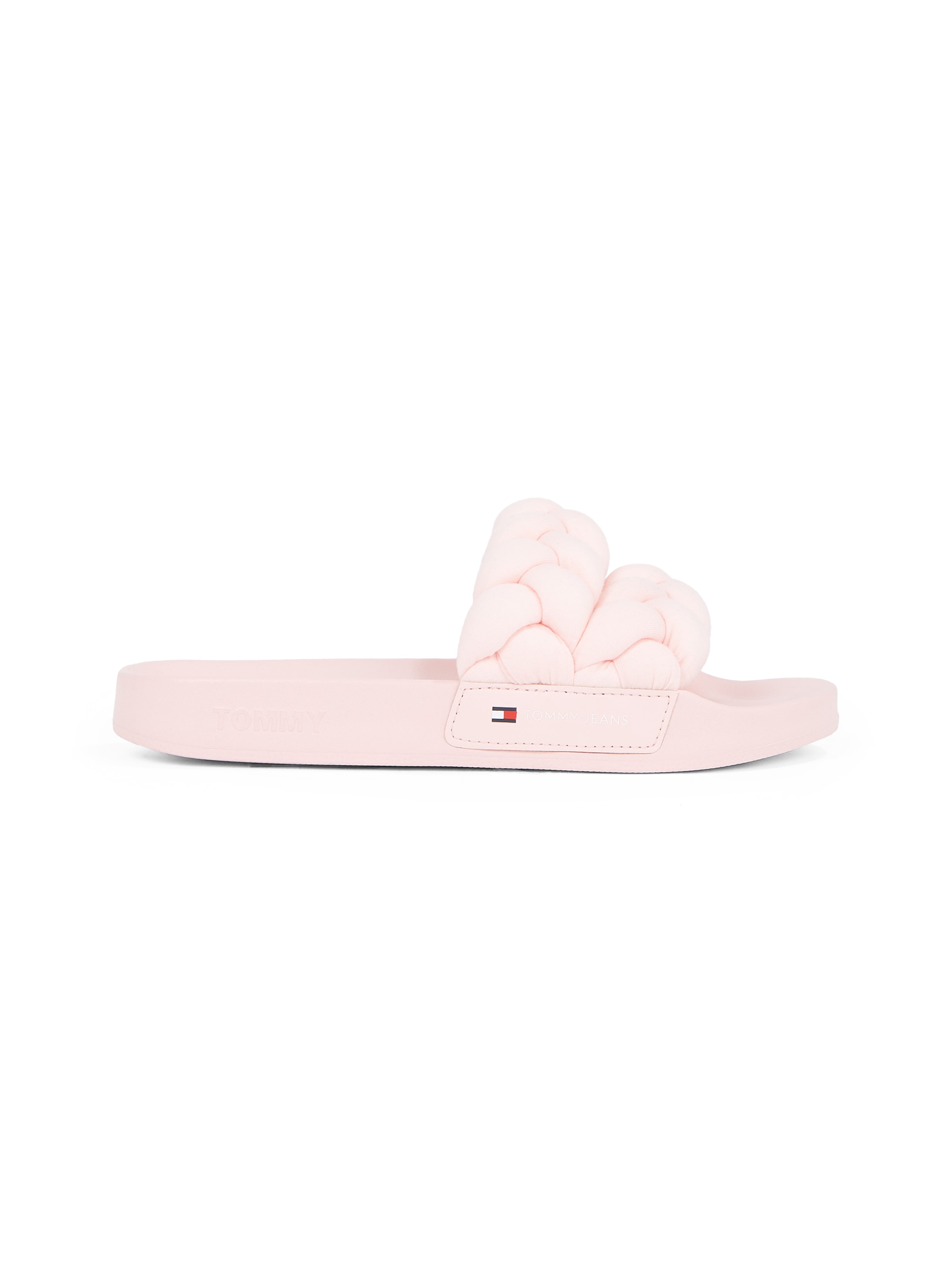 Tommy Jeans Pantolette »TJW BRAIDED SLIDE«, Sommerschuh, Flats, Schlupfschuh, geflochtene, wattierte Bandage