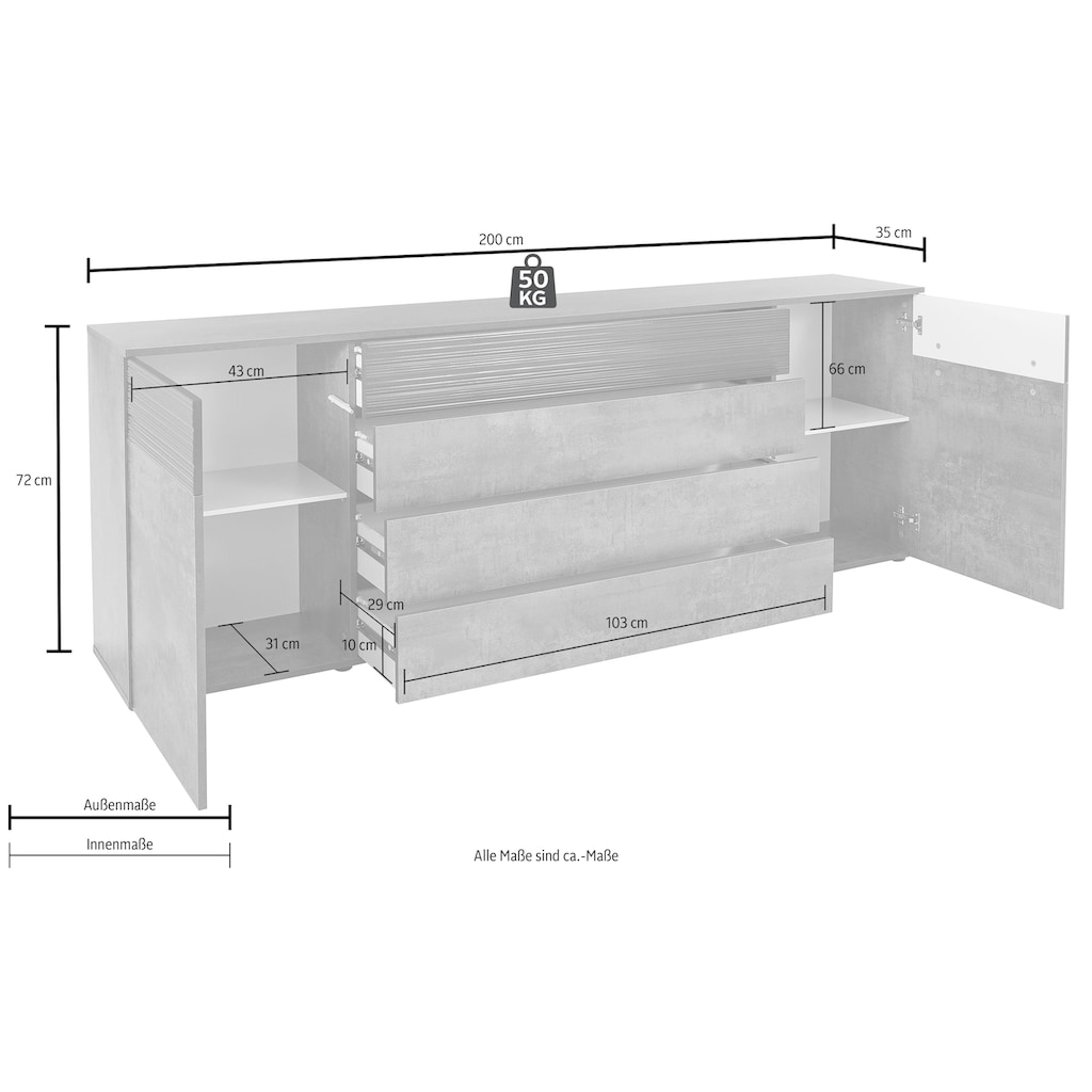 Sideboard »Florenz«, Breite 200 cm