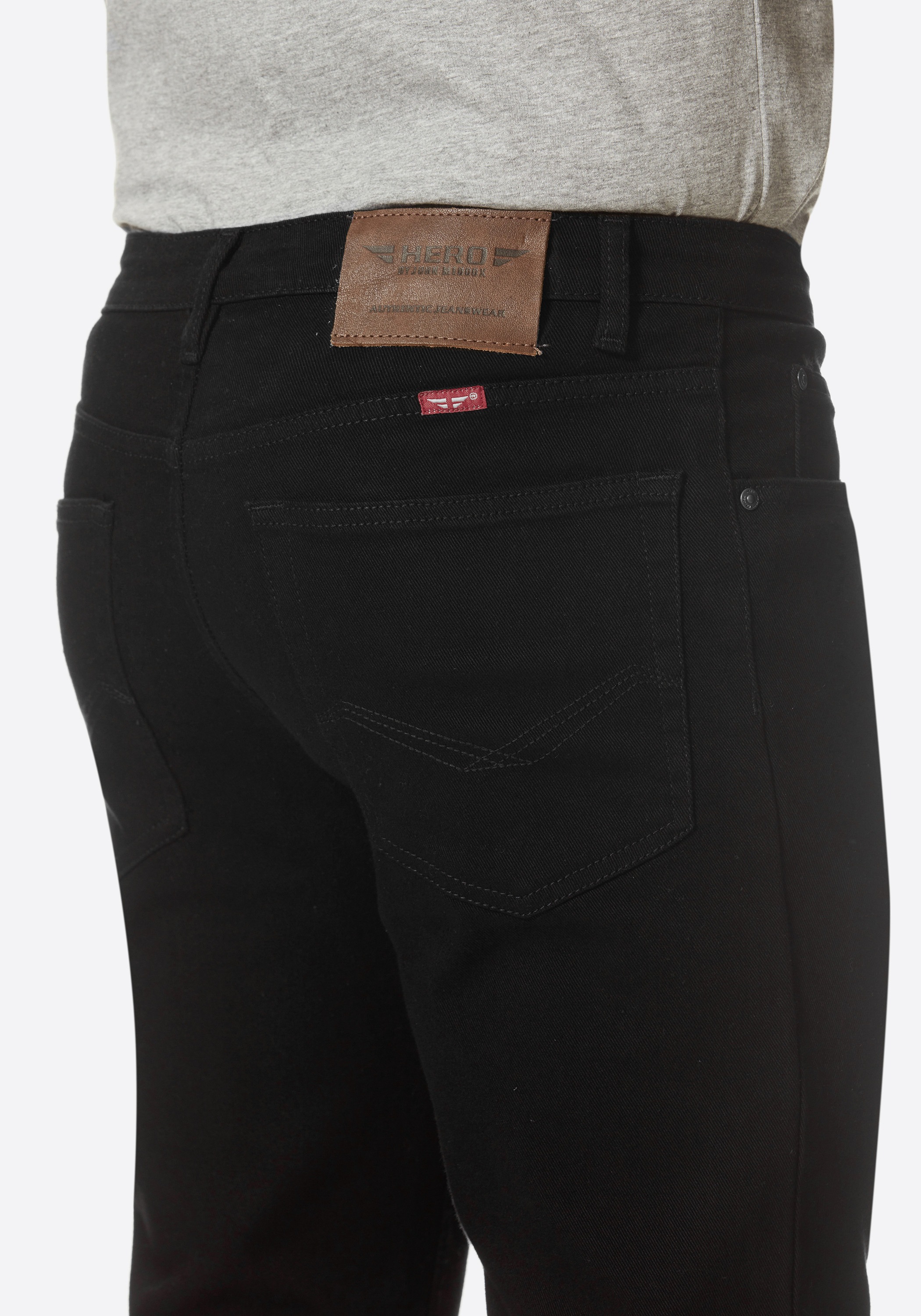 Thumbnail - HERO by John Medoox 5-Pocket-Hose "Phoenix Twill Big Straight Cut Stretch Jeans" Straight Fit Casual Clean Wash Denim Je...